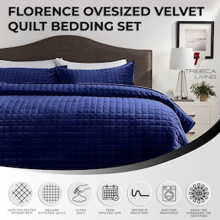 Foto 3 | Juego De Edredón Tribeca Living Luxury Velvet King Size, Azul Marino - Venta Internacional.