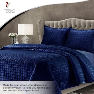 Foto 4 | Juego De Edredón Tribeca Living Luxury Velvet King Size, Azul Marino - Venta Internacional.