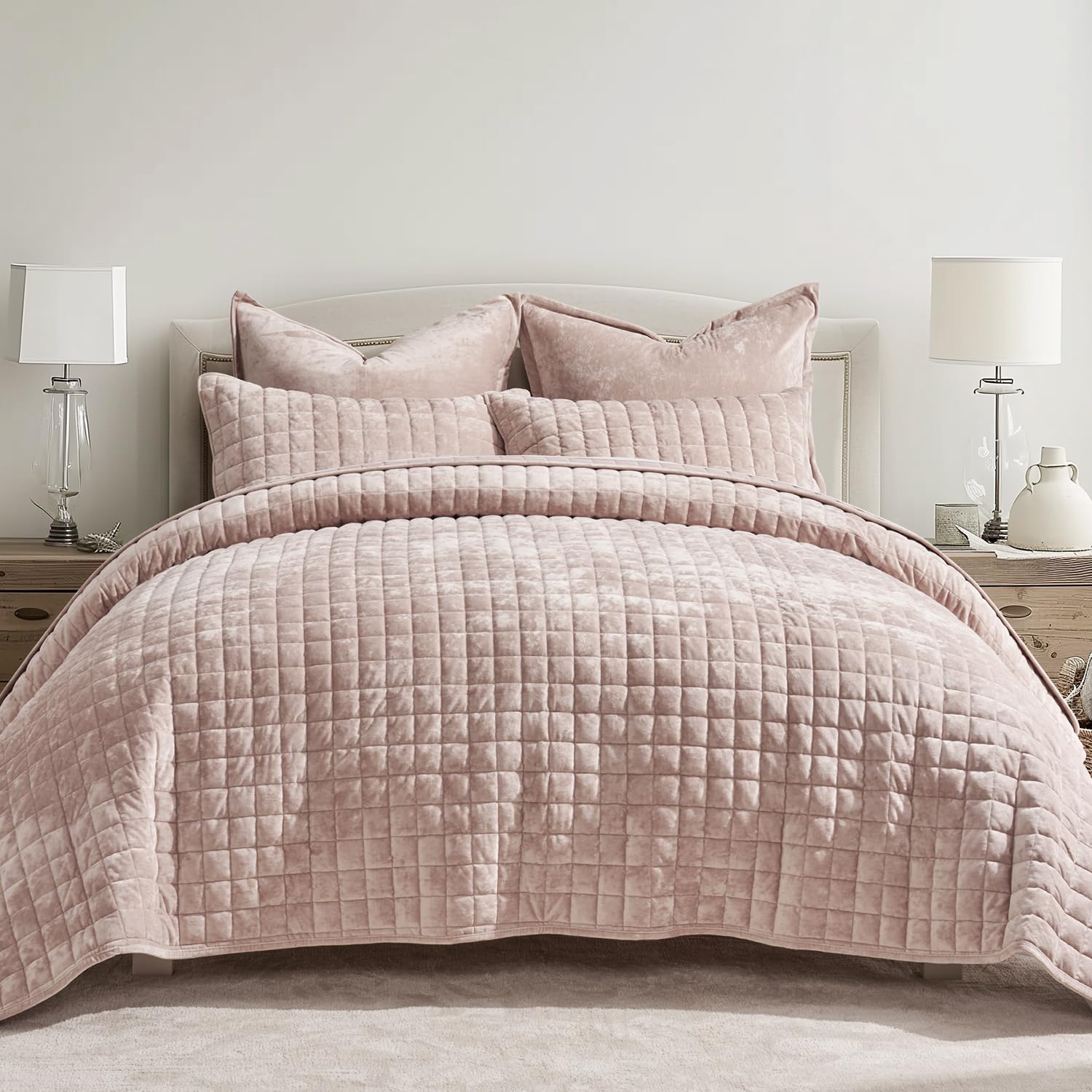 Juego De Edredón Recyco Luxury Velvet Full Queen Con 2 Fundas De Color Rosa - Venta Internacional.