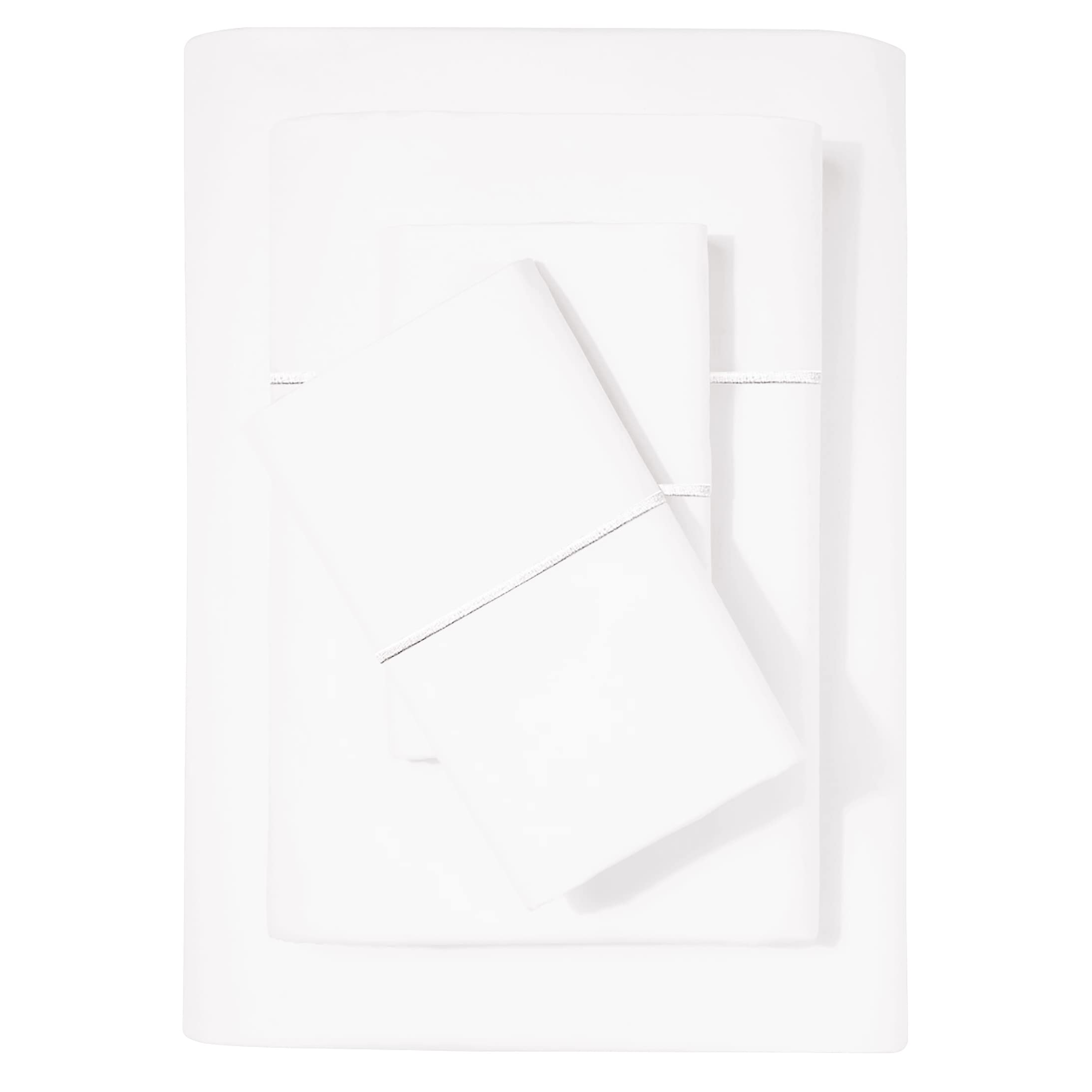 Juego De Sábanas Feather & Stitch 500 Hilos California King White - Venta Internacional.