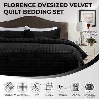 Foto 3 | Juego De Edredón Tribeca Living Luxury Velvet King Size, Negro - Venta Internacional.
