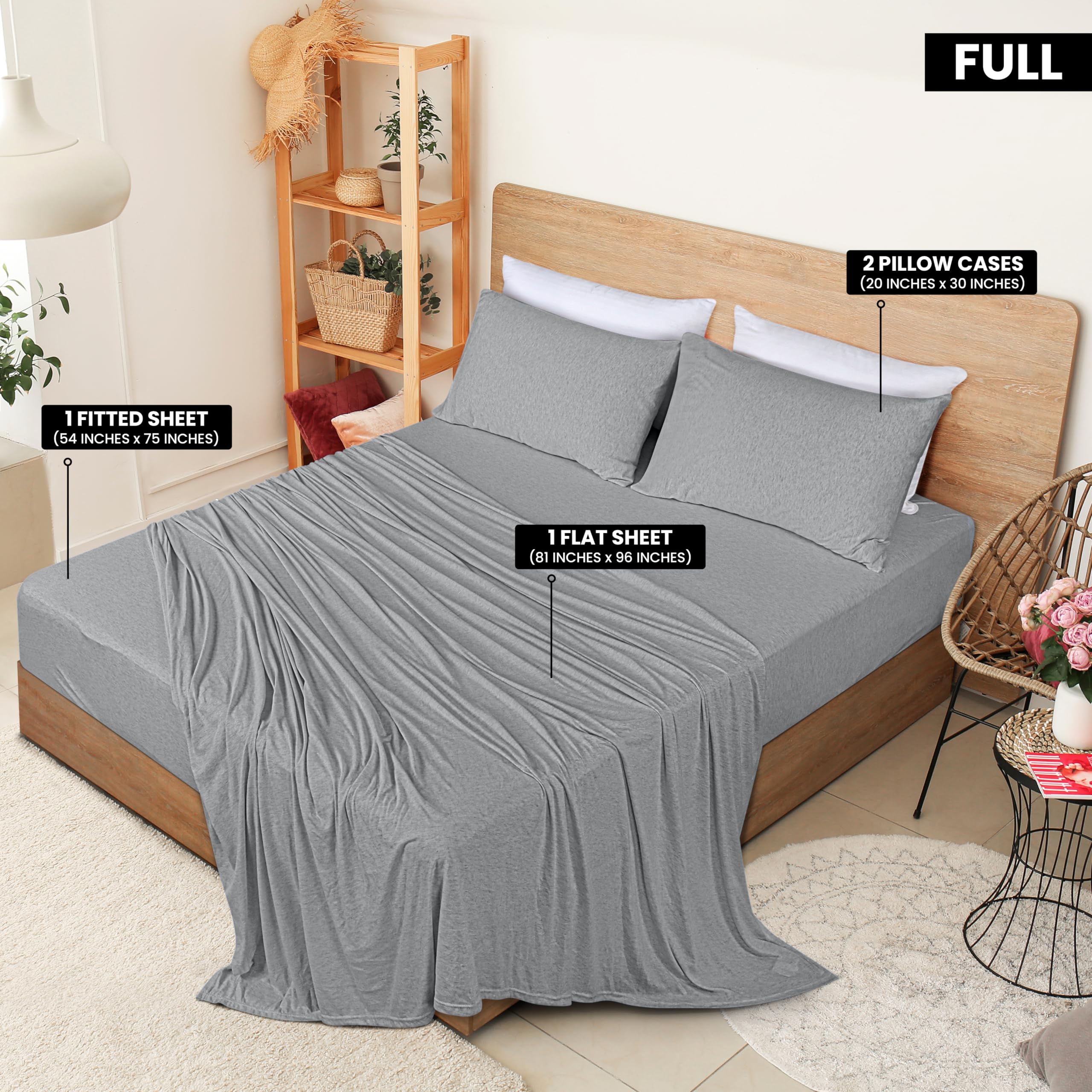 Foto 2 | Juego De Sábanas Utopia Bedding, Jersey Completo, Mezcla De Algodón, Gris - Venta Internacional.