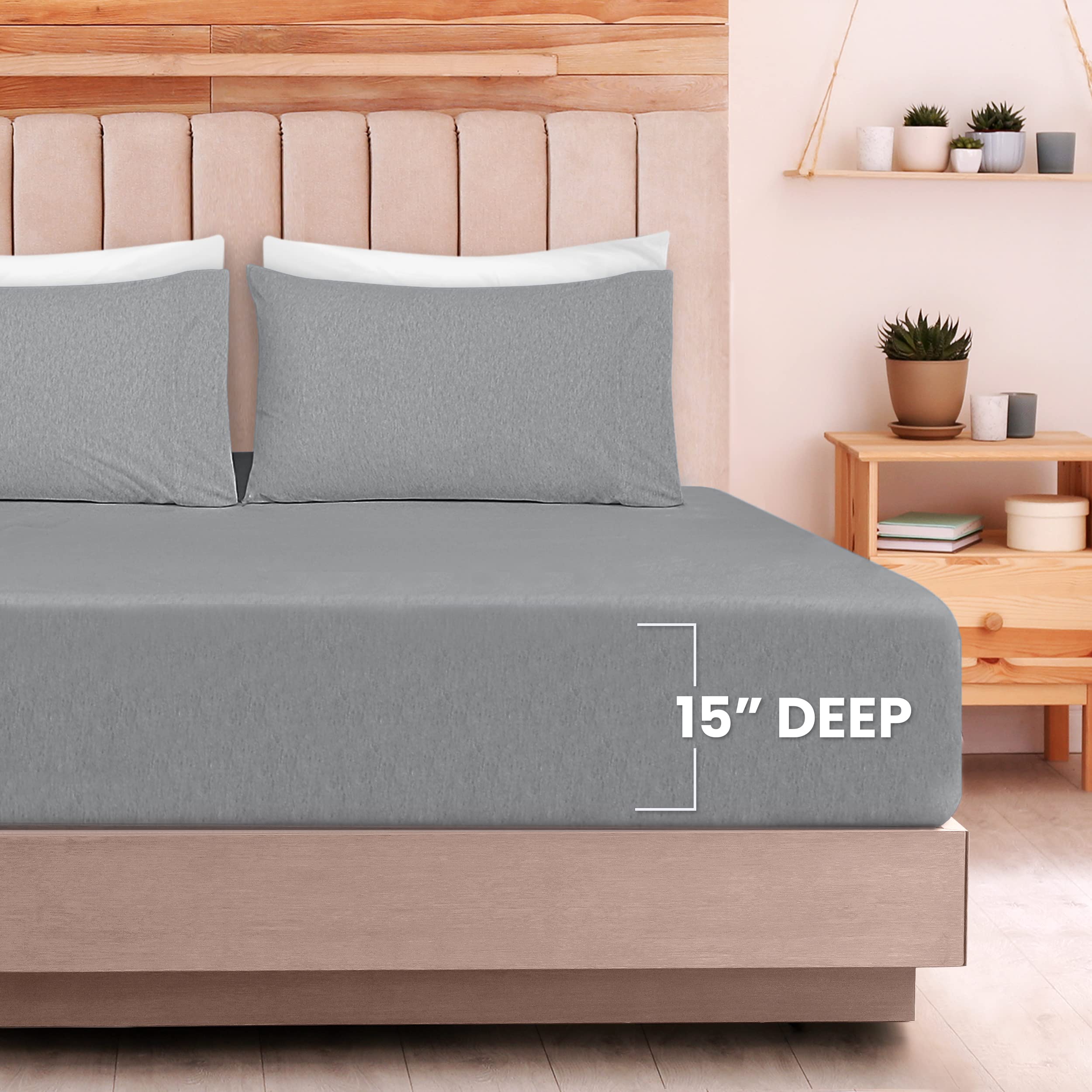 Foto 4 | Juego De Sábanas Utopia Bedding, Jersey Completo, Mezcla De Algodón, Gris - Venta Internacional.