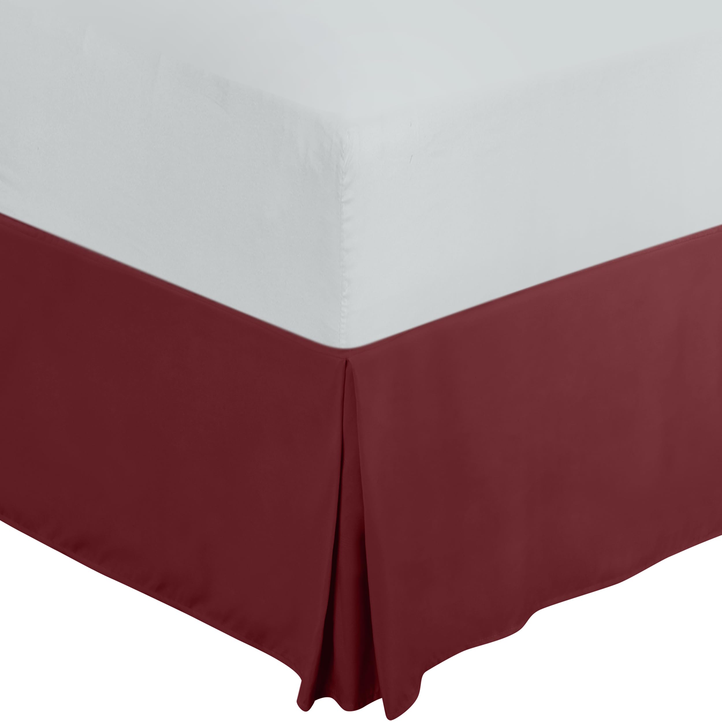 Falda De Cama Utopia, Ropa De Cama Completa Con Pliegues Cuádruples, Color Burdeos - Venta Internacional.