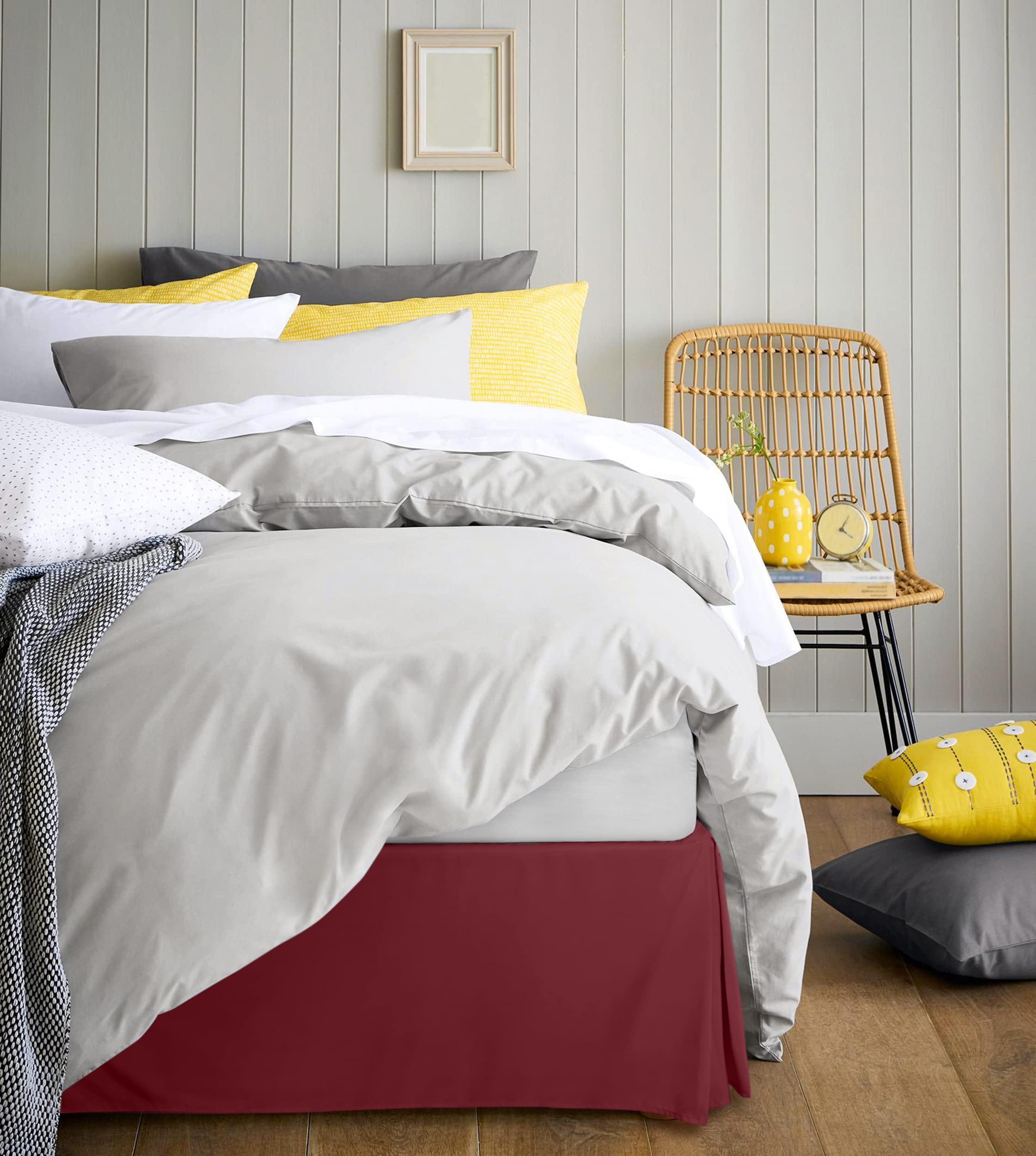 Foto 6 | Falda De Cama Utopia, Ropa De Cama Completa Con Pliegues Cuádruples, Color Burdeos - Venta Internacional.