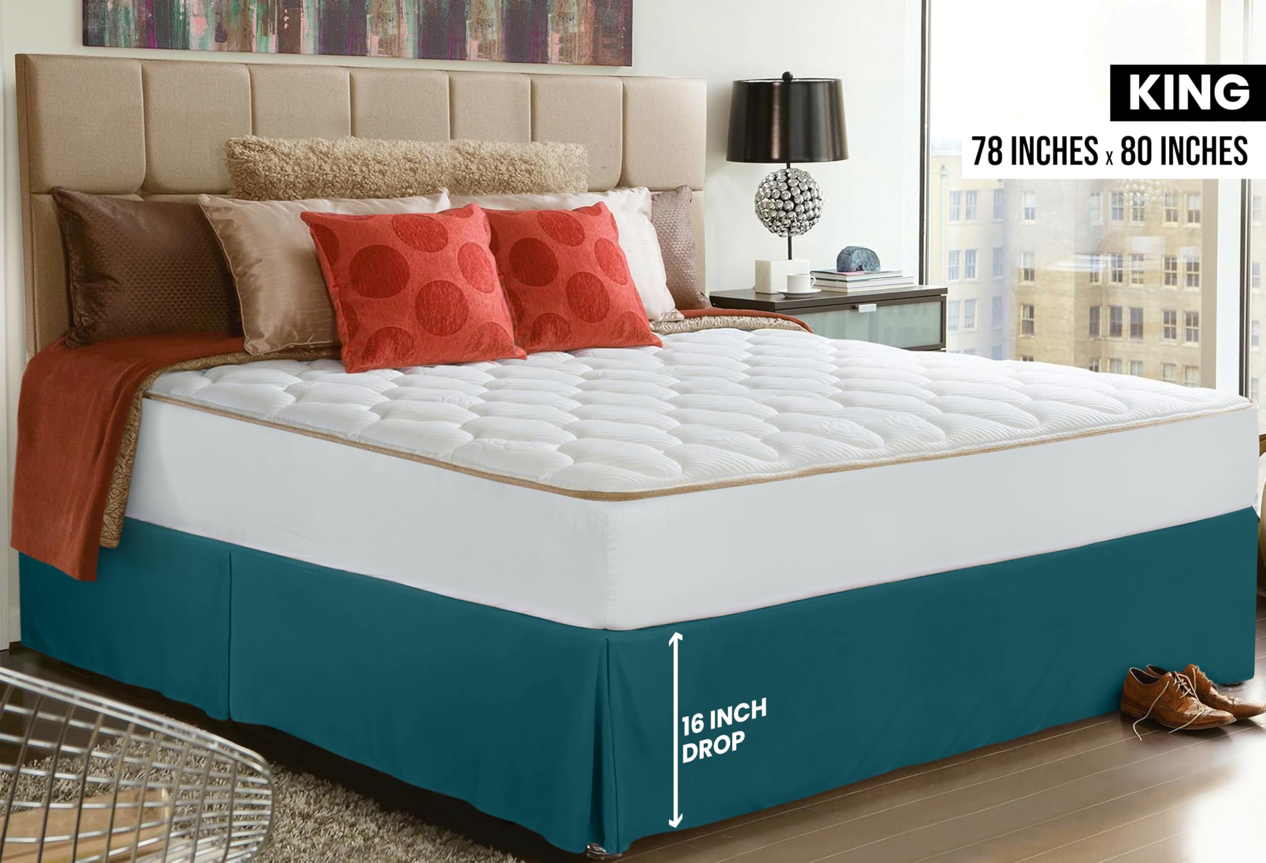 Foto 3 pulgar | Falda De Cama Utopia Bedding King, Microfibra, 40 Cm, Caída, Color Verde Azulado - Venta Internacional.