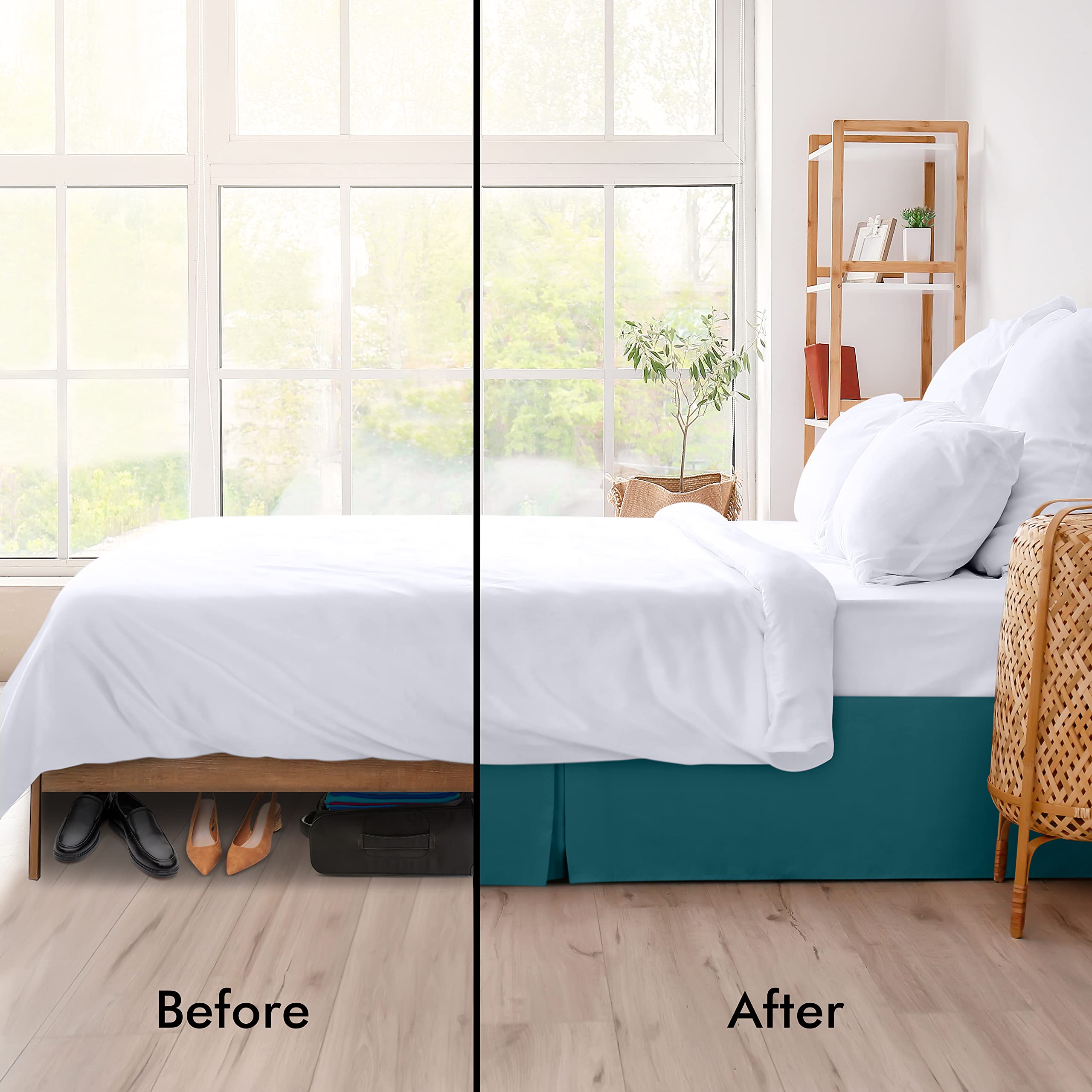 Foto 3 | Falda De Cama Utopia Bedding King, Microfibra, 40 Cm, Caída, Color Verde Azulado - Venta Internacional.