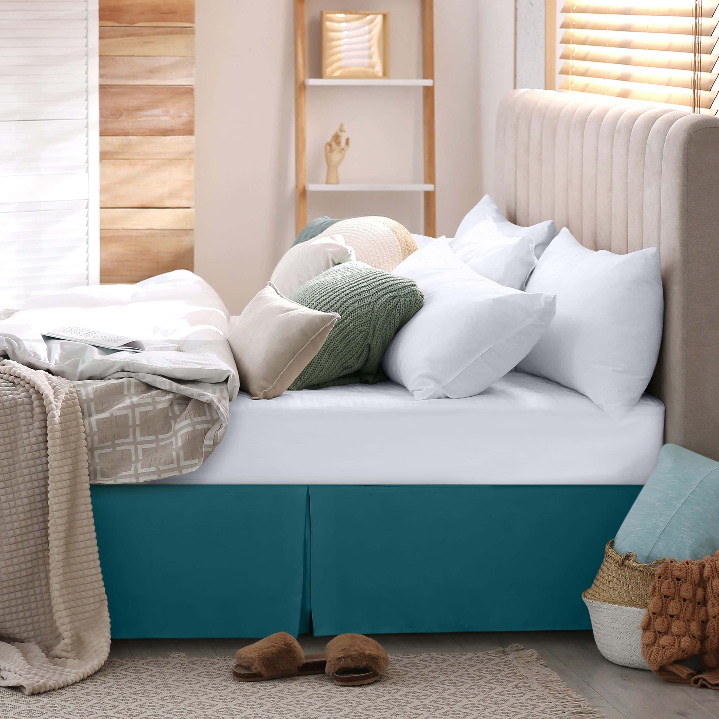 Foto 5 pulgar | Falda De Cama Utopia Bedding King, Microfibra, 40 Cm, Caída, Color Verde Azulado - Venta Internacional.