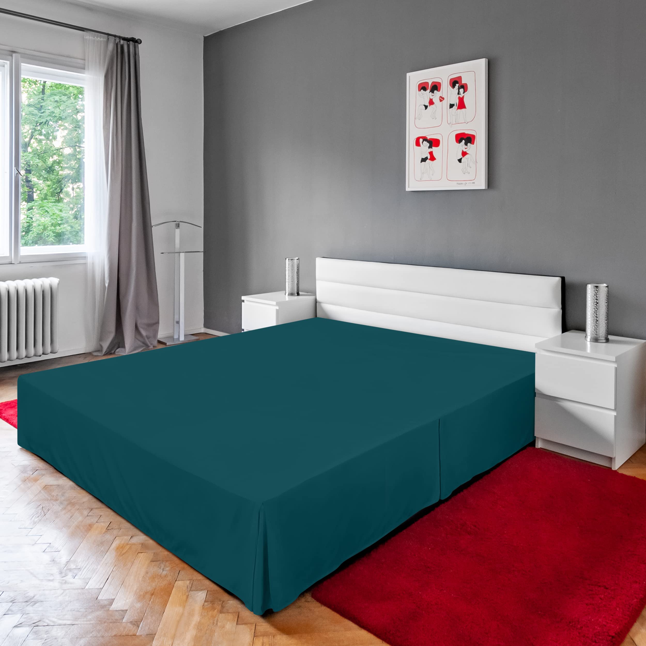 Foto 8 pulgar | Falda De Cama Utopia Bedding King, Microfibra, 40 Cm, Caída, Color Verde Azulado - Venta Internacional.