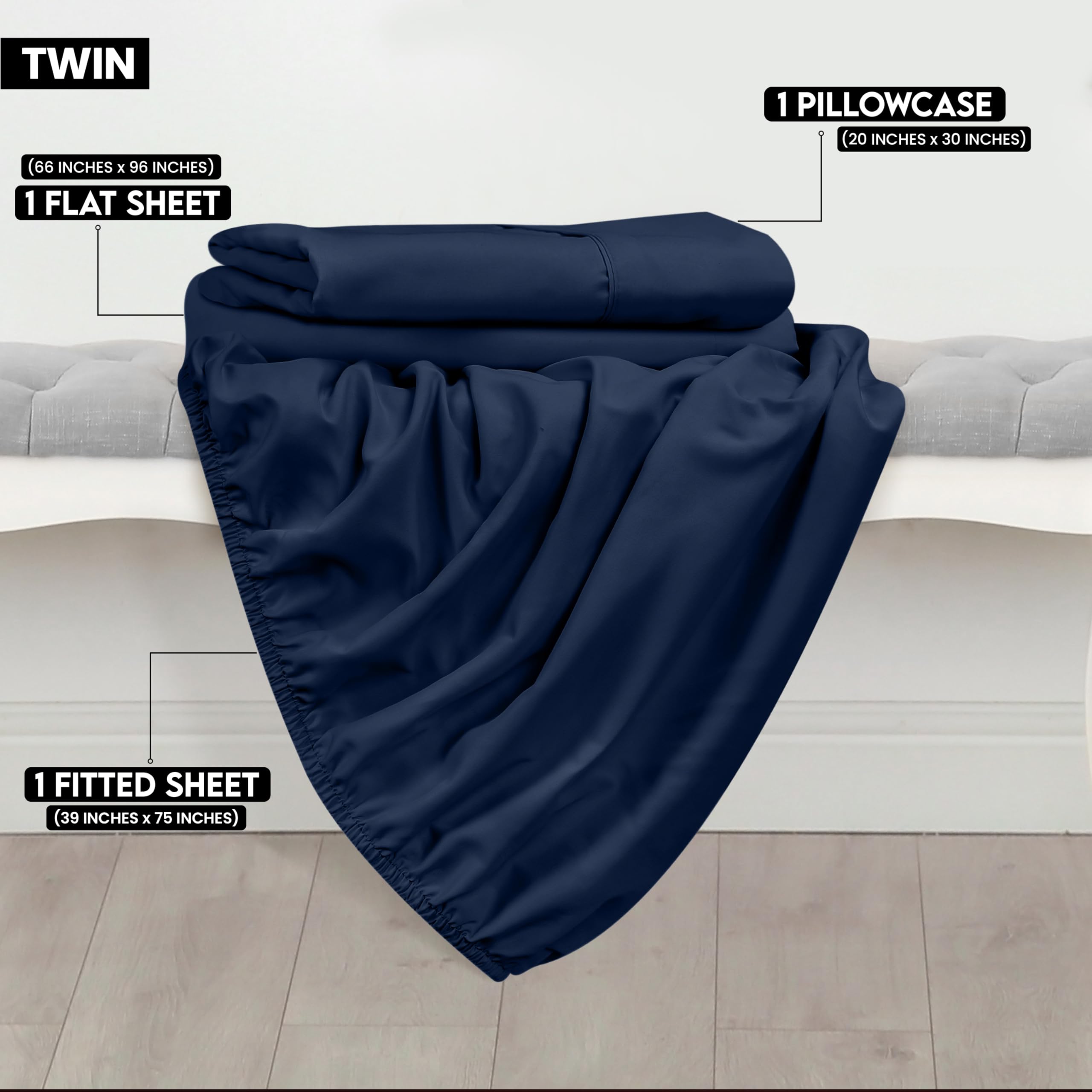 Foto 2 | Juego De Sábanas Utopia Bedding De Microfibra Cepillada, Tamaño Doble - Venta Internacional.