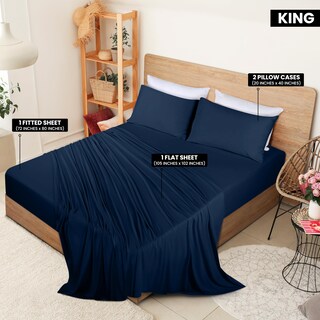 Foto 2 | Juego De Sábanas Utopia Bedding King Jersey De Punto, 4 Piezas, Azul Marino - Venta Internacional.