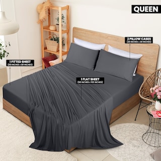 Foto 2 | Juego De Sábanas Utopia Bedding Queen Jersey De Algodón Gris Oscuro - Venta Internacional.