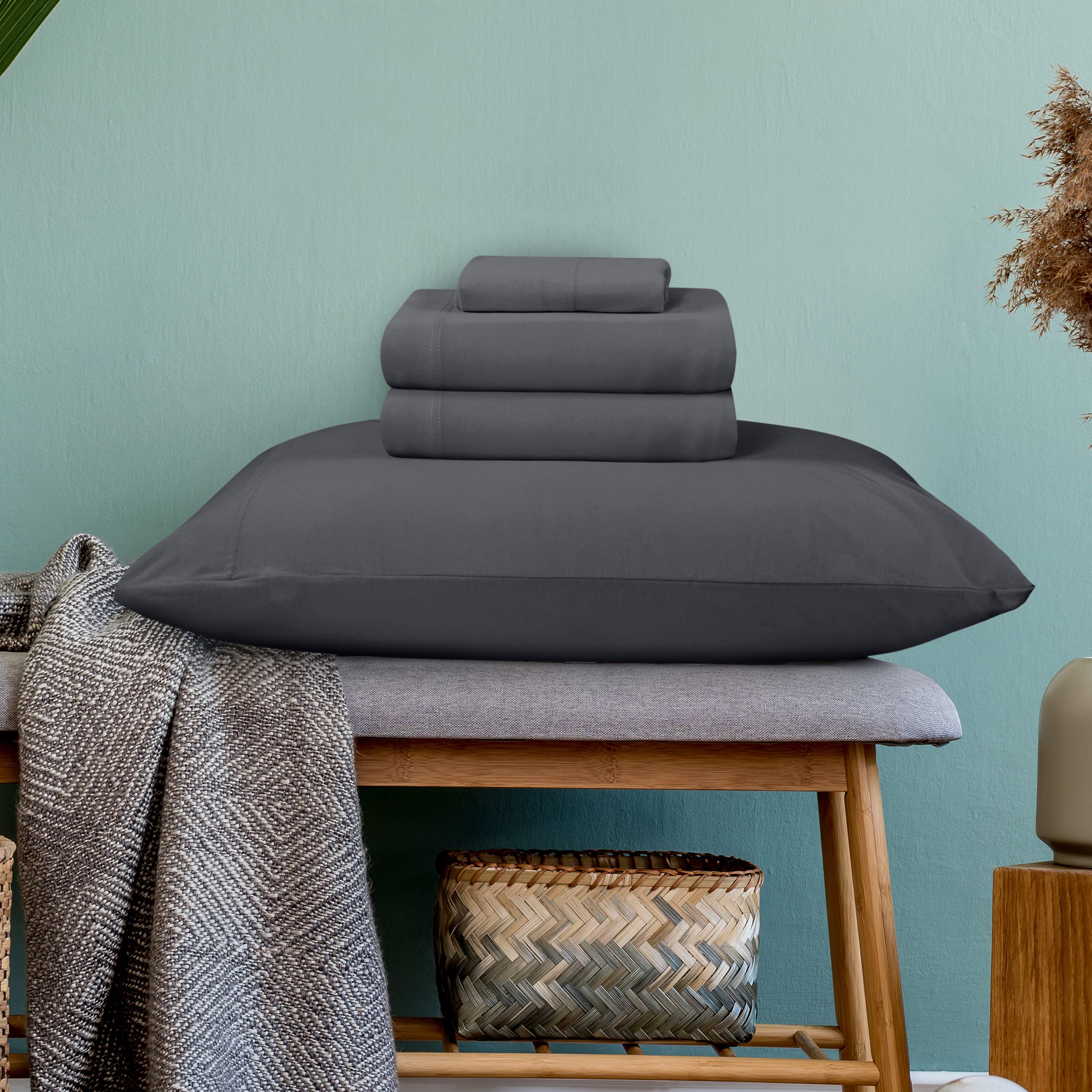 Foto 4 pulgar | Juego De Sábanas Utopia Bedding Queen Jersey De Algodón Gris Oscuro - Venta Internacional.
