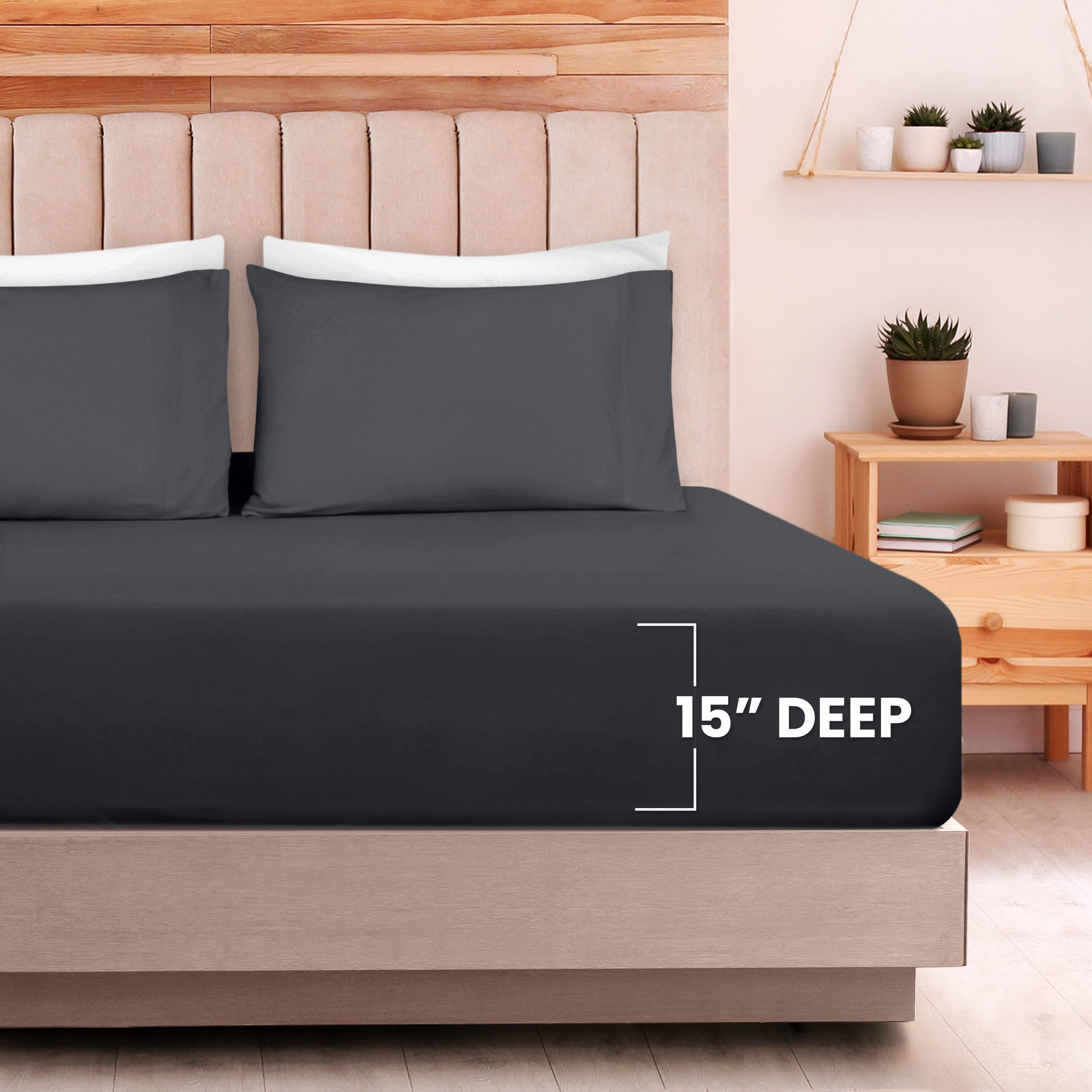 Foto 5 pulgar | Juego De Sábanas Utopia Bedding Queen Jersey De Algodón Gris Oscuro - Venta Internacional.