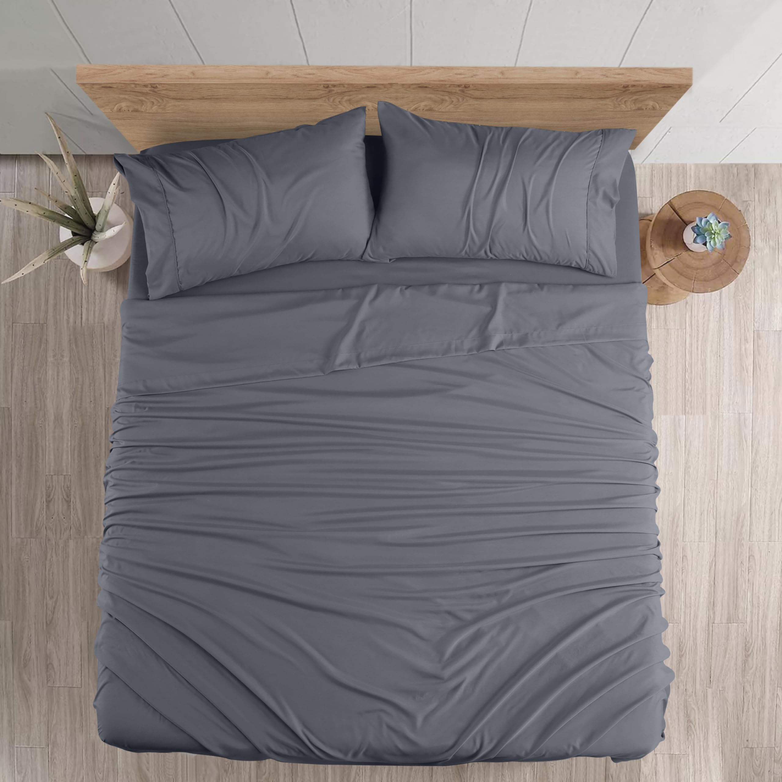 Foto 4 pulgar | Juego De Sábanas Utopia Bedding Queen De Microfibra Cepillada, Color Gris - Venta Internacional.