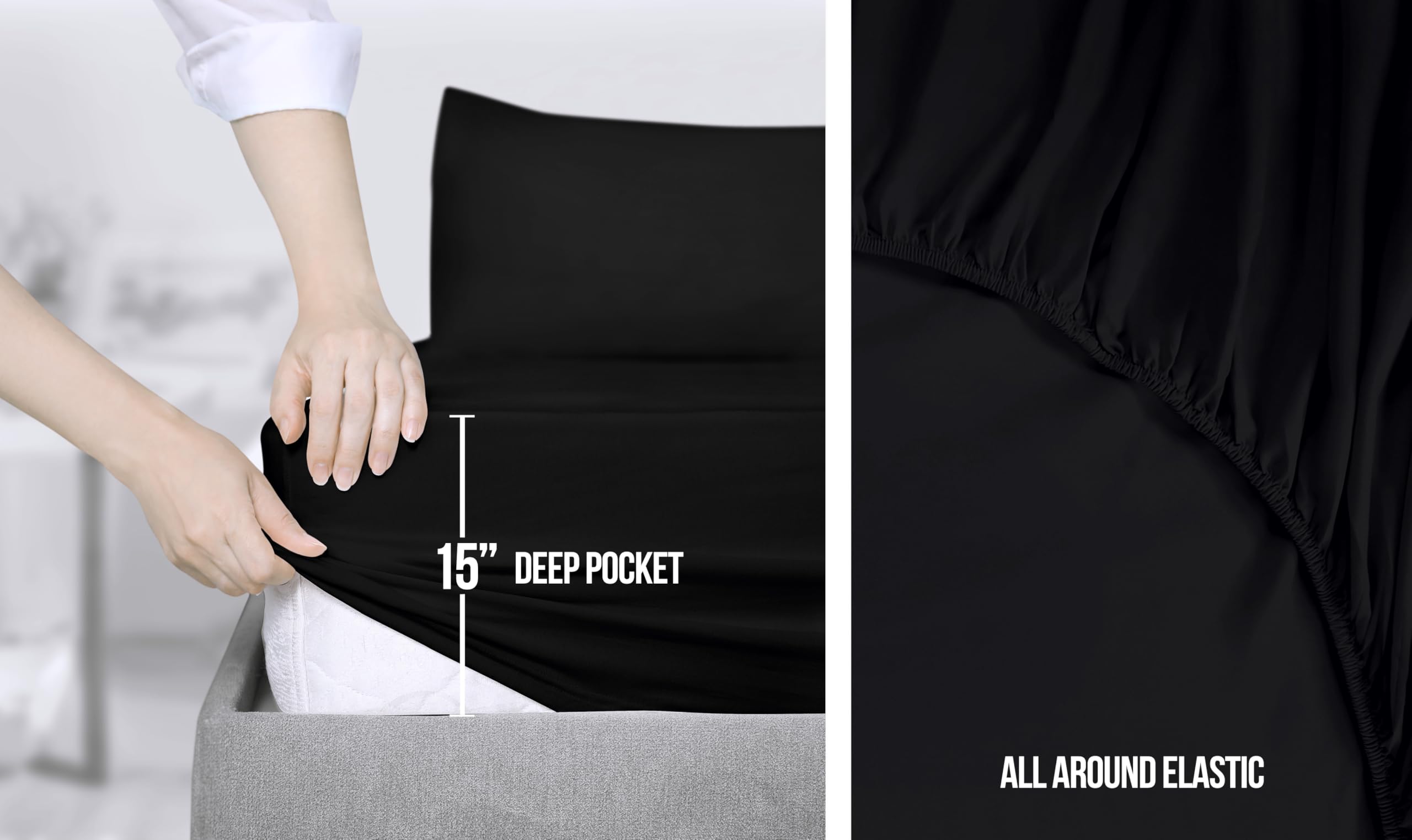 Foto 6 | Juego De Sábanas Utopia Bedding Twin Soft De Microfibra, 3 Piezas, Color Negro - Venta Internacional.
