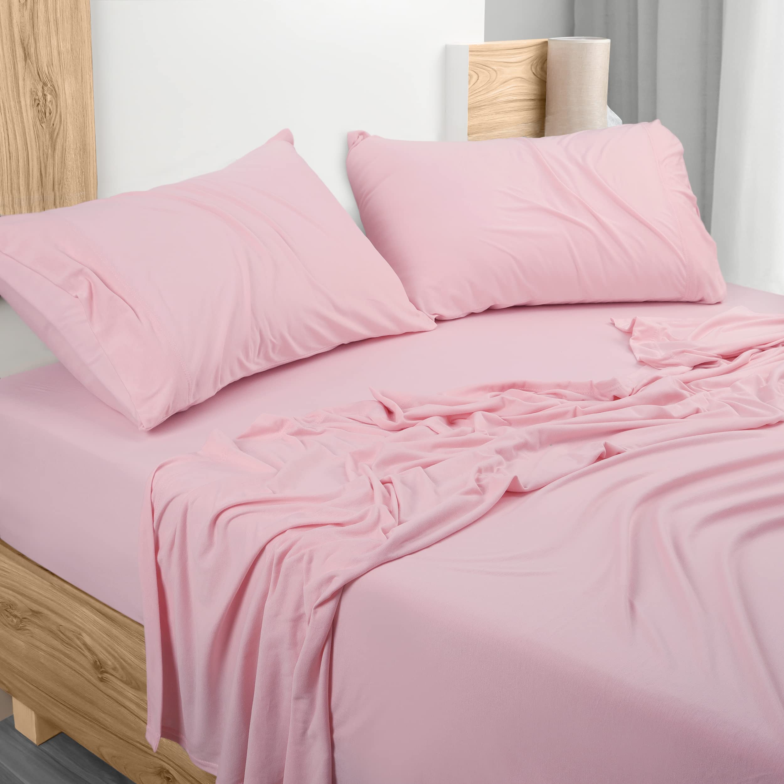 Juego De Sábanas Utopia Bedding Queen Jersey, Mezcla De Algodón, Rosa - Venta Internacional.