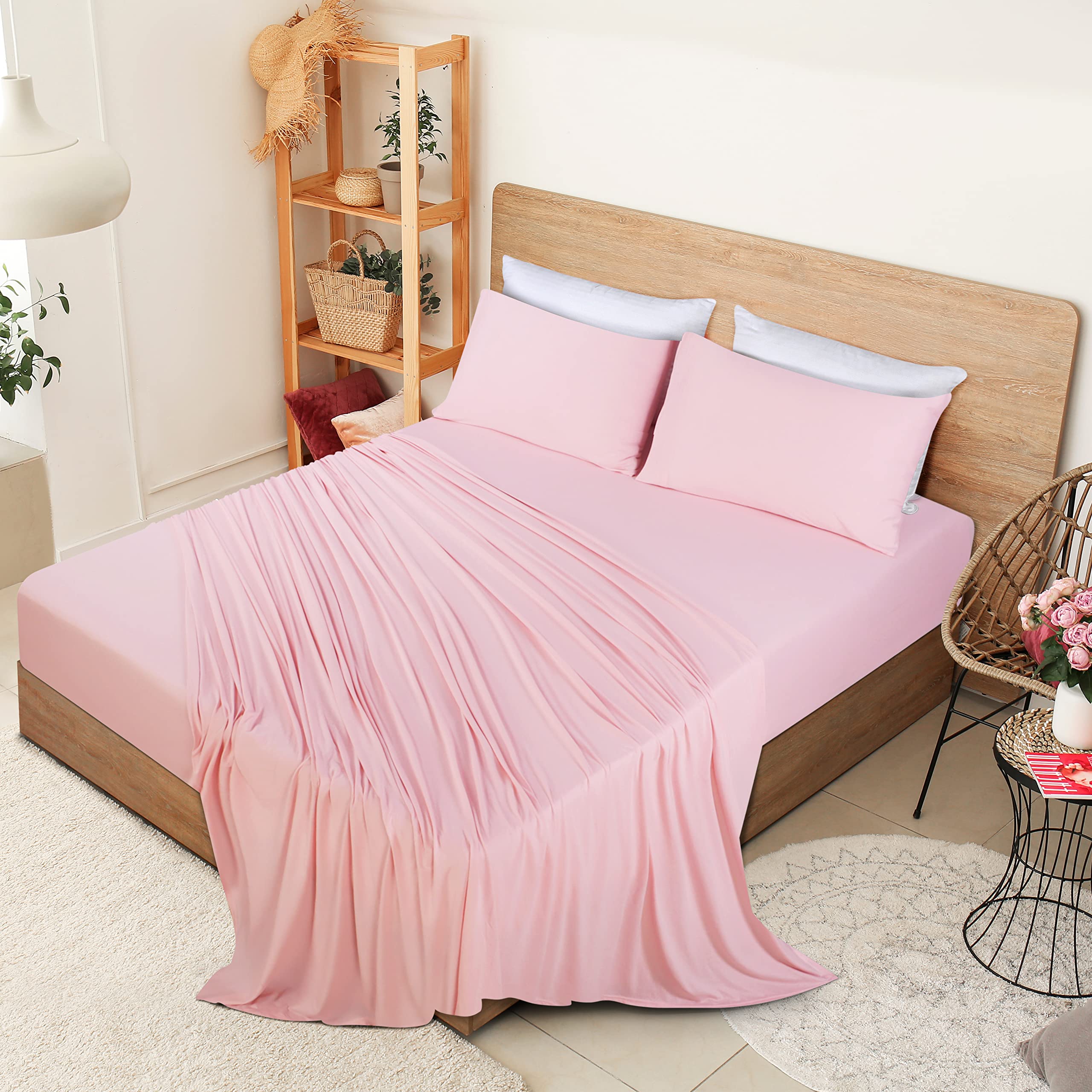 Foto 3 pulgar | Juego De Sábanas Utopia Bedding Queen Jersey, Mezcla De Algodón, Rosa - Venta Internacional.
