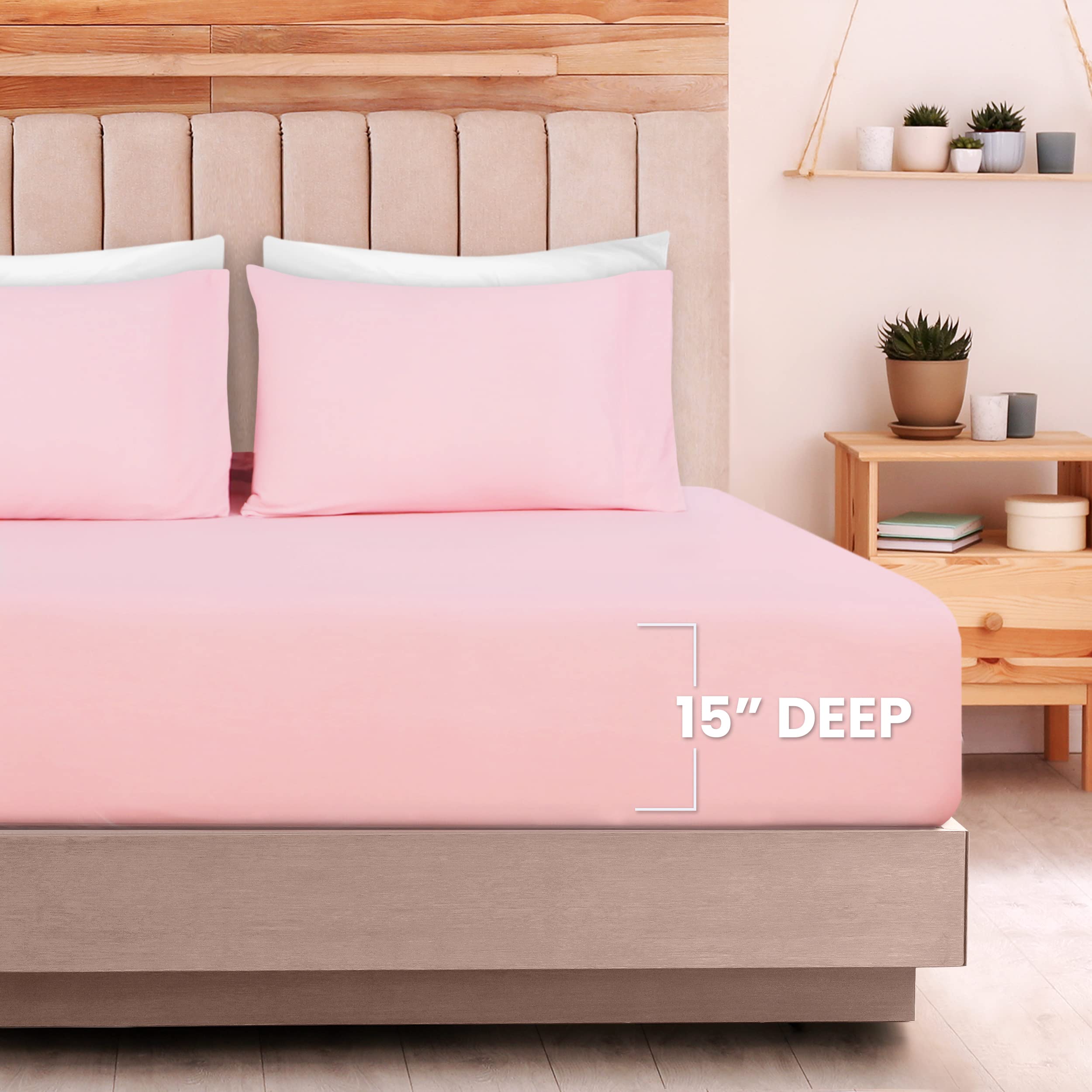 Foto 5 pulgar | Juego De Sábanas Utopia Bedding Queen Jersey, Mezcla De Algodón, Rosa - Venta Internacional.
