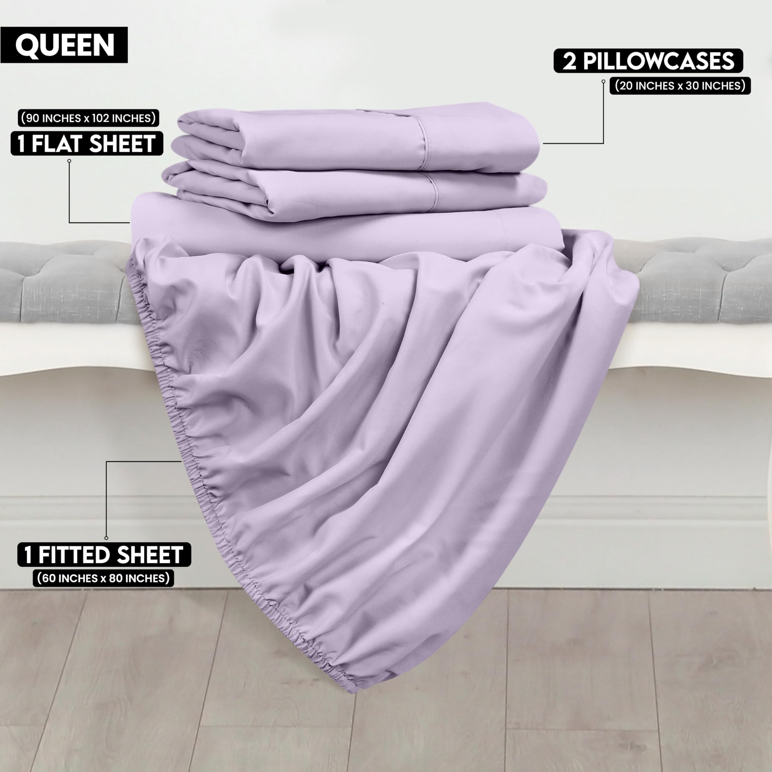Foto 3 pulgar | Juego De Sábanas Utopia Bedding Tamaño Queen, Microfibra Cepillada - Venta Internacional.