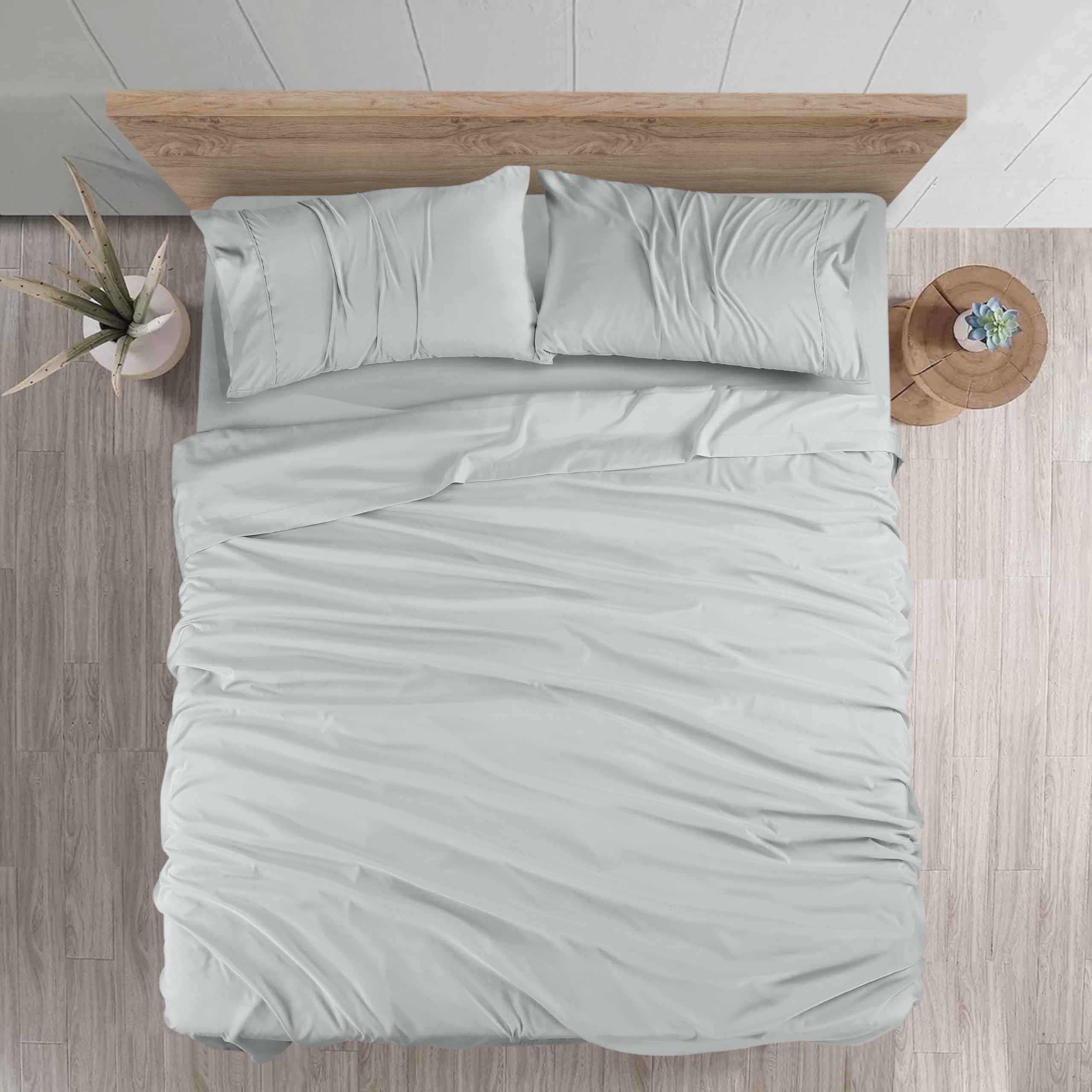 Foto 4 pulgar | Juego De Sábanas Utopia Bedding King De Microfibra Cepillada, Color Gris Claro - Venta Internacional.