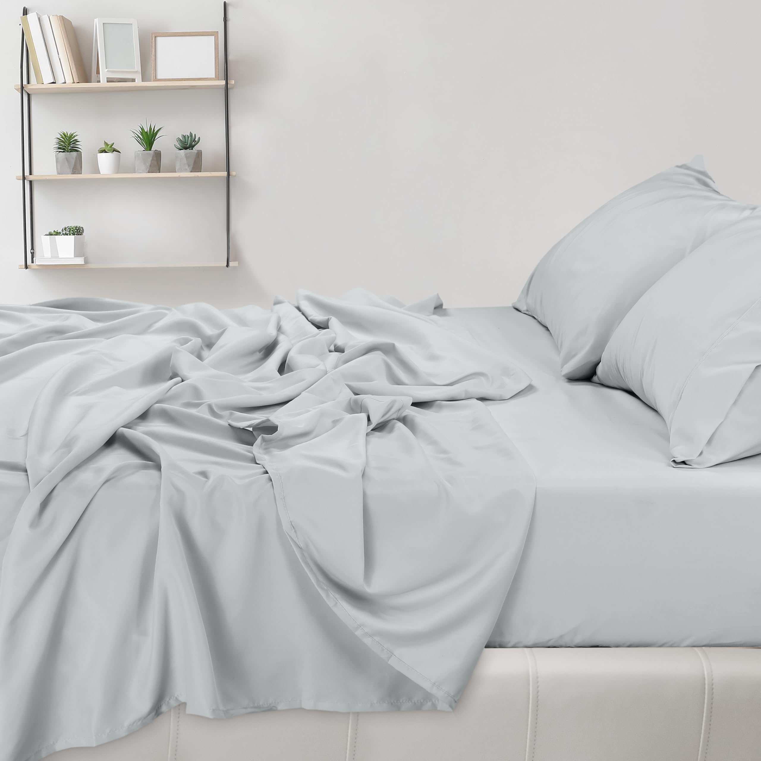 Foto 5 pulgar | Juego De Sábanas Utopia Bedding King De Microfibra Cepillada, Color Gris Claro - Venta Internacional.