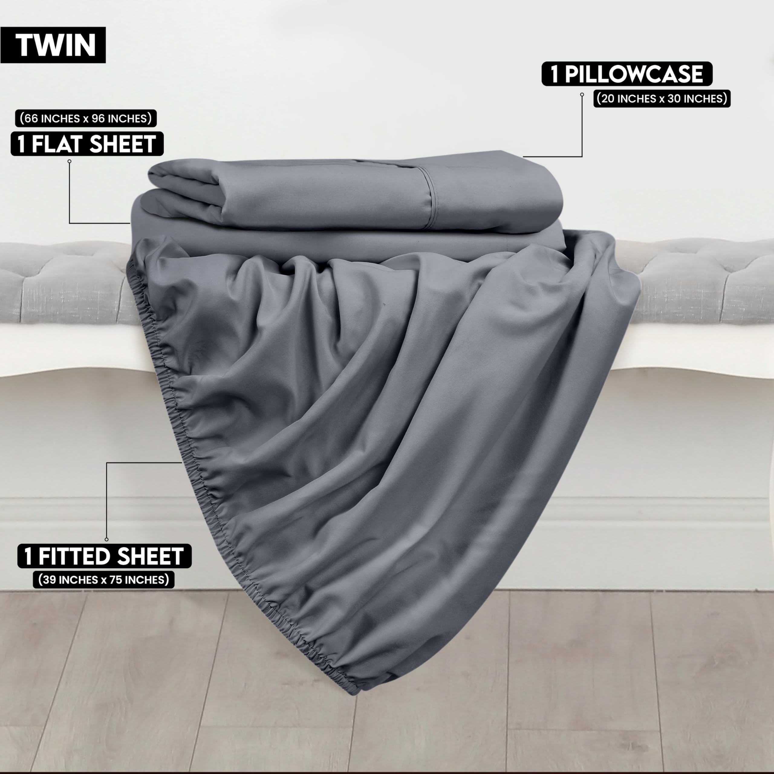 Foto 3 pulgar | Juego De Sábanas Utopia Bedding, Tamaño Doble, Microfibra Cepillada - Venta Internacional.