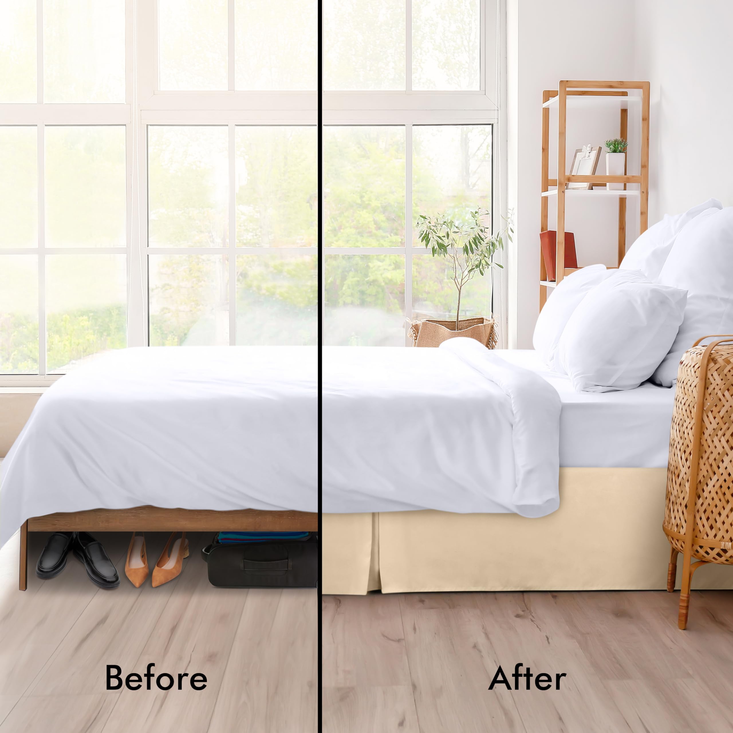 Foto 4 pulgar | Falda De Cama Utopia Para Cama Doble, Suave, Cuádruple, Plisada, Beige - Venta Internacional.