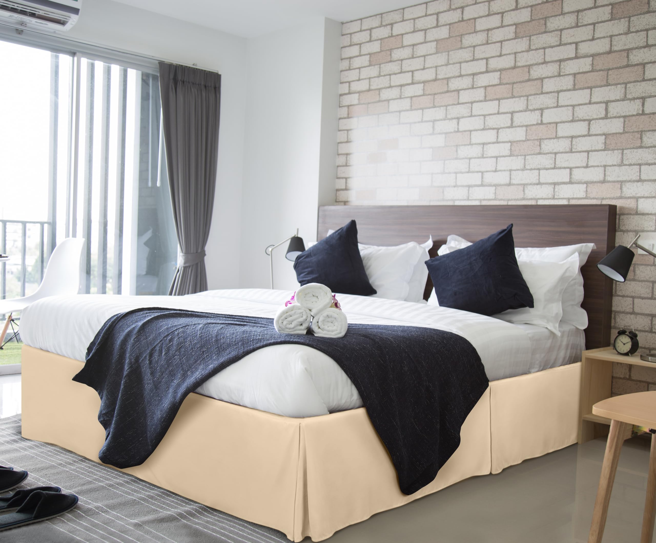Foto 6 pulgar | Falda De Cama Utopia Para Cama Doble, Suave, Cuádruple, Plisada, Beige - Venta Internacional.