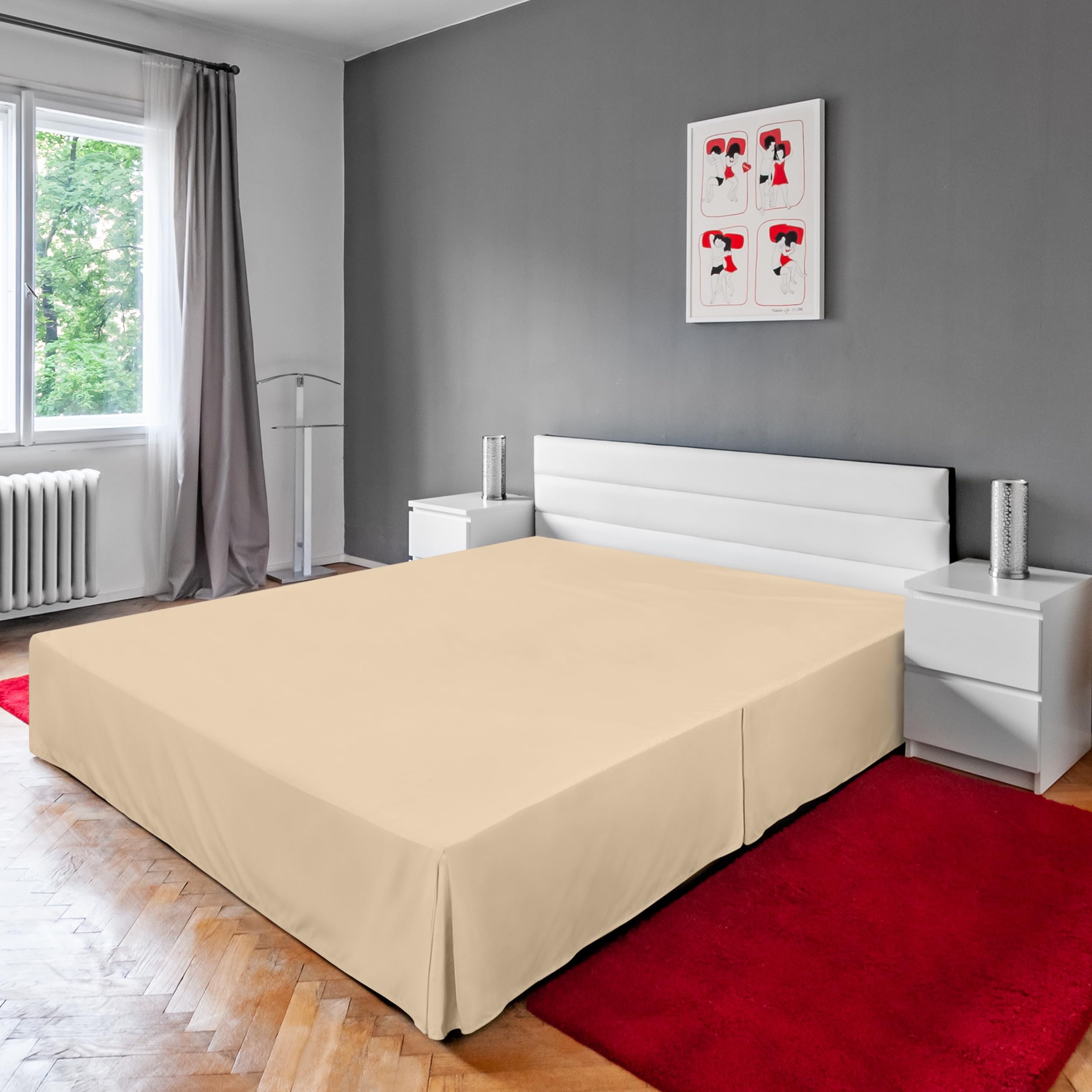Foto 8 pulgar | Falda De Cama Utopia Para Cama Doble, Suave, Cuádruple, Plisada, Beige - Venta Internacional.