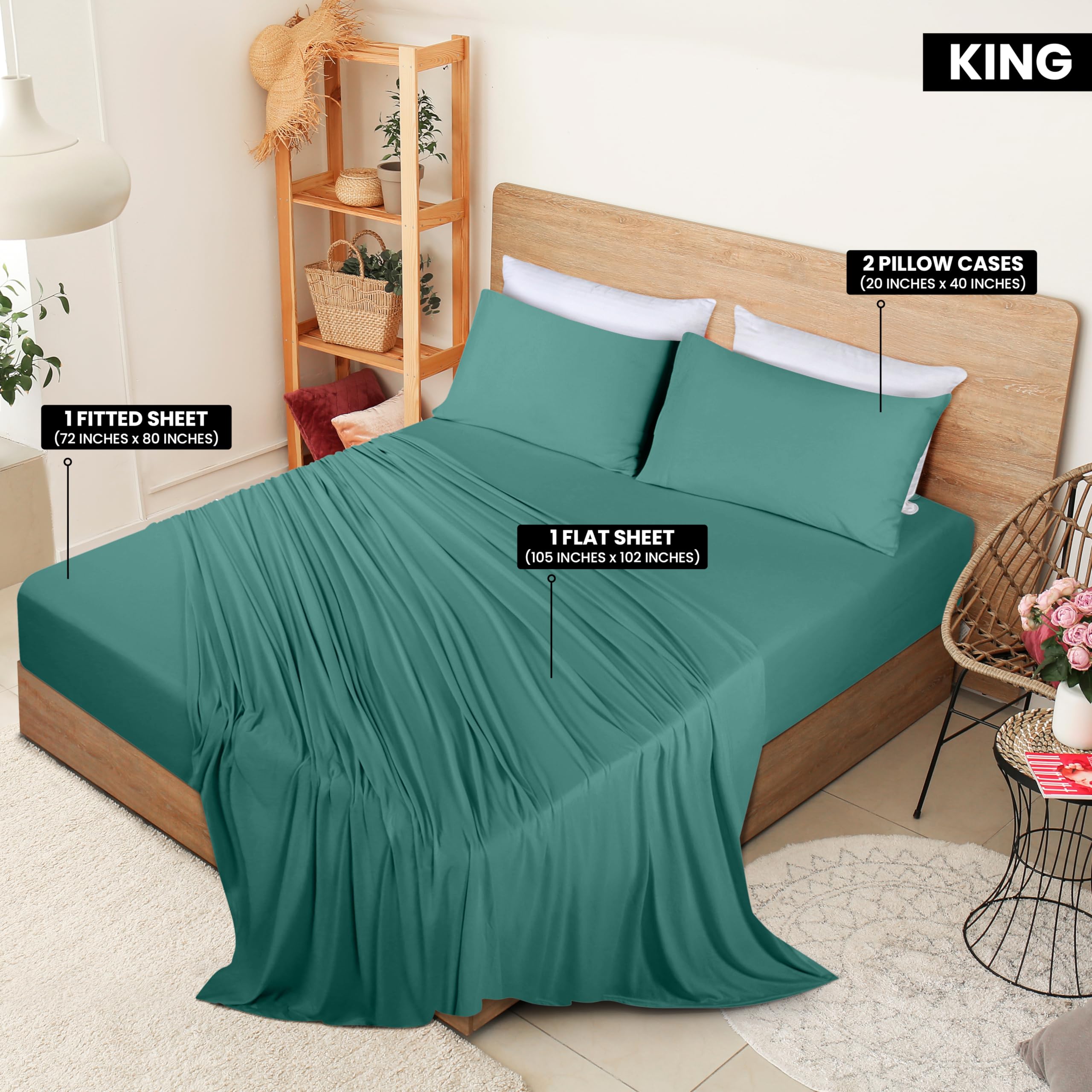 Foto 3 pulgar | Juego De Sábanas Utopia Bedding King Size Jersey De Algodón Verde - Venta Internacional.