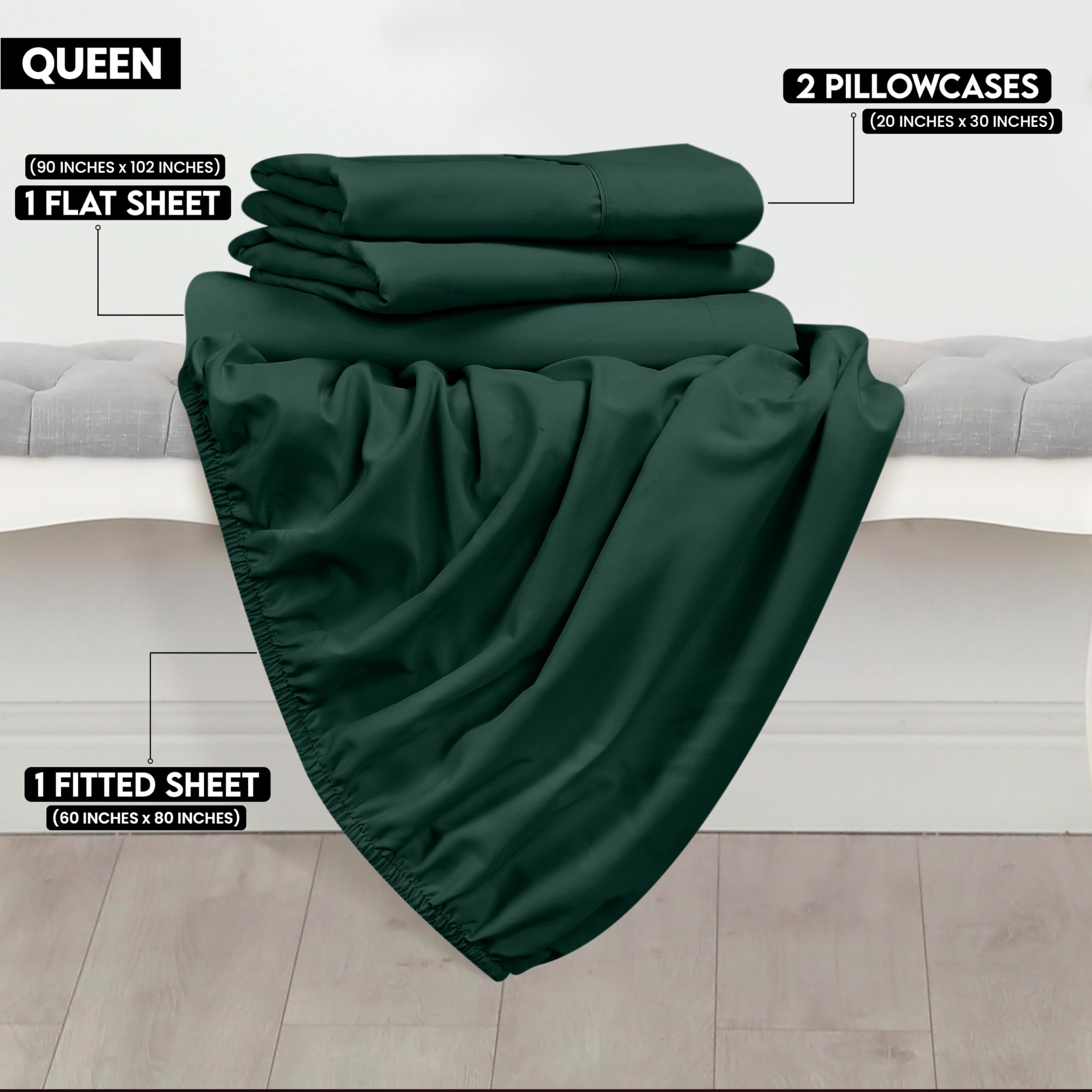 Foto 3 pulgar | Juego De Sábanas Utopia Bedding Tamaño Queen De Microfibra Cepillada - Venta Internacional.