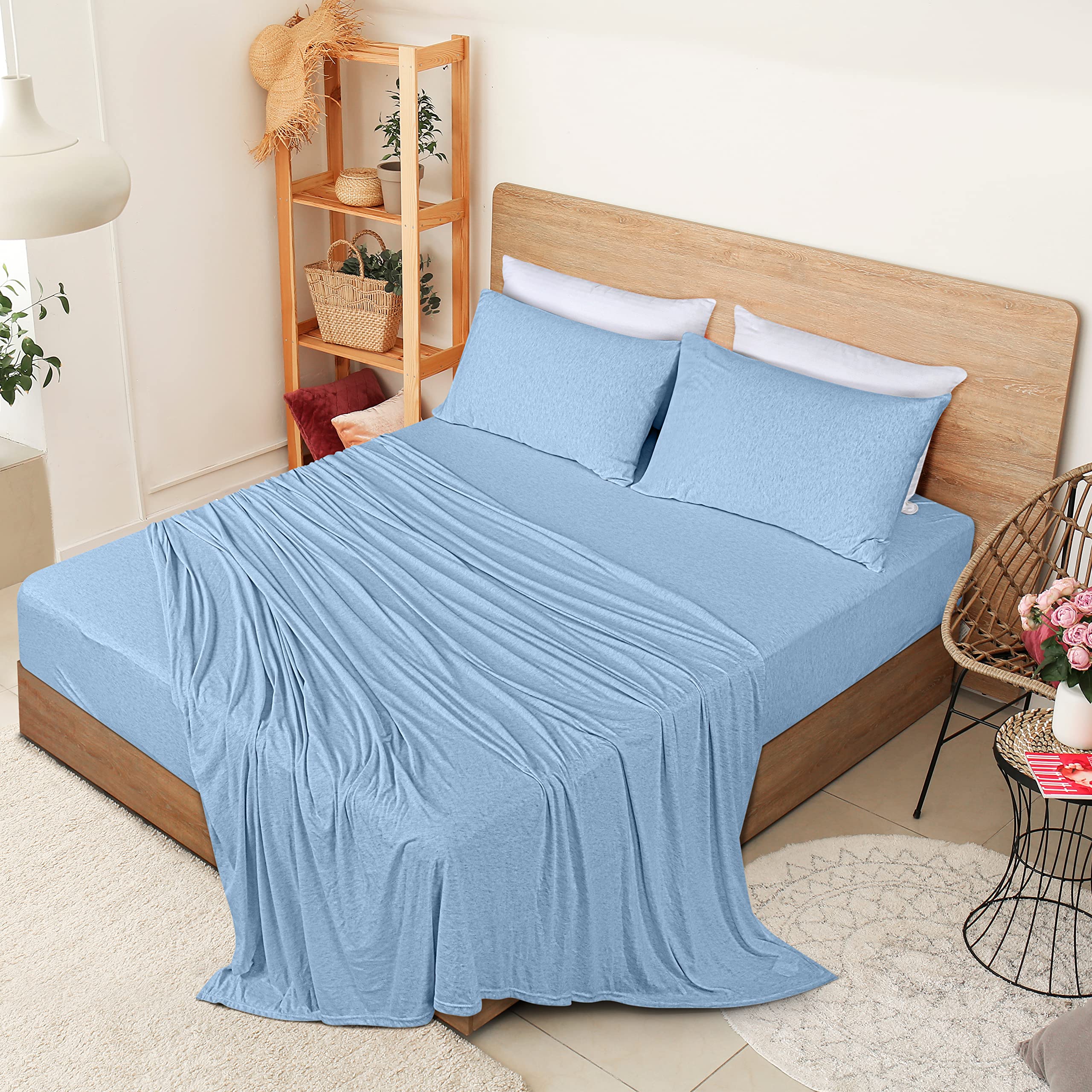 Foto 3 pulgar | Juego De Sábanas Utopia Bedding Queen Jersey, 4 Piezas, Azul Cielo - Venta Internacional.