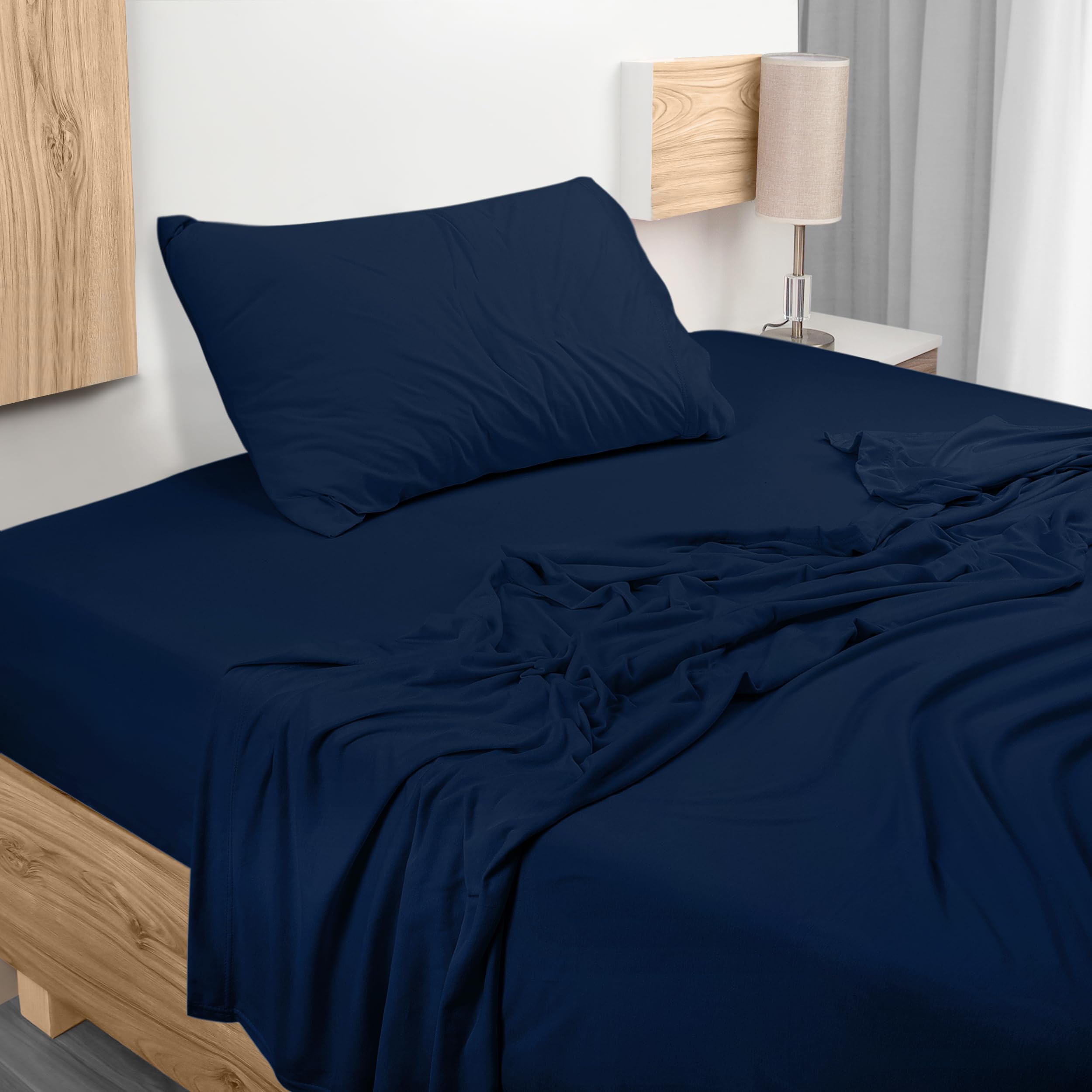 Juego De Sábanas Utopia Bedding, Punto Doble, Algodón, Azul Marino - Venta Internacional.