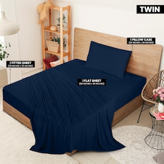 Foto 2 | Juego De Sábanas Utopia Bedding, Punto Doble, Algodón, Azul Marino - Venta Internacional.