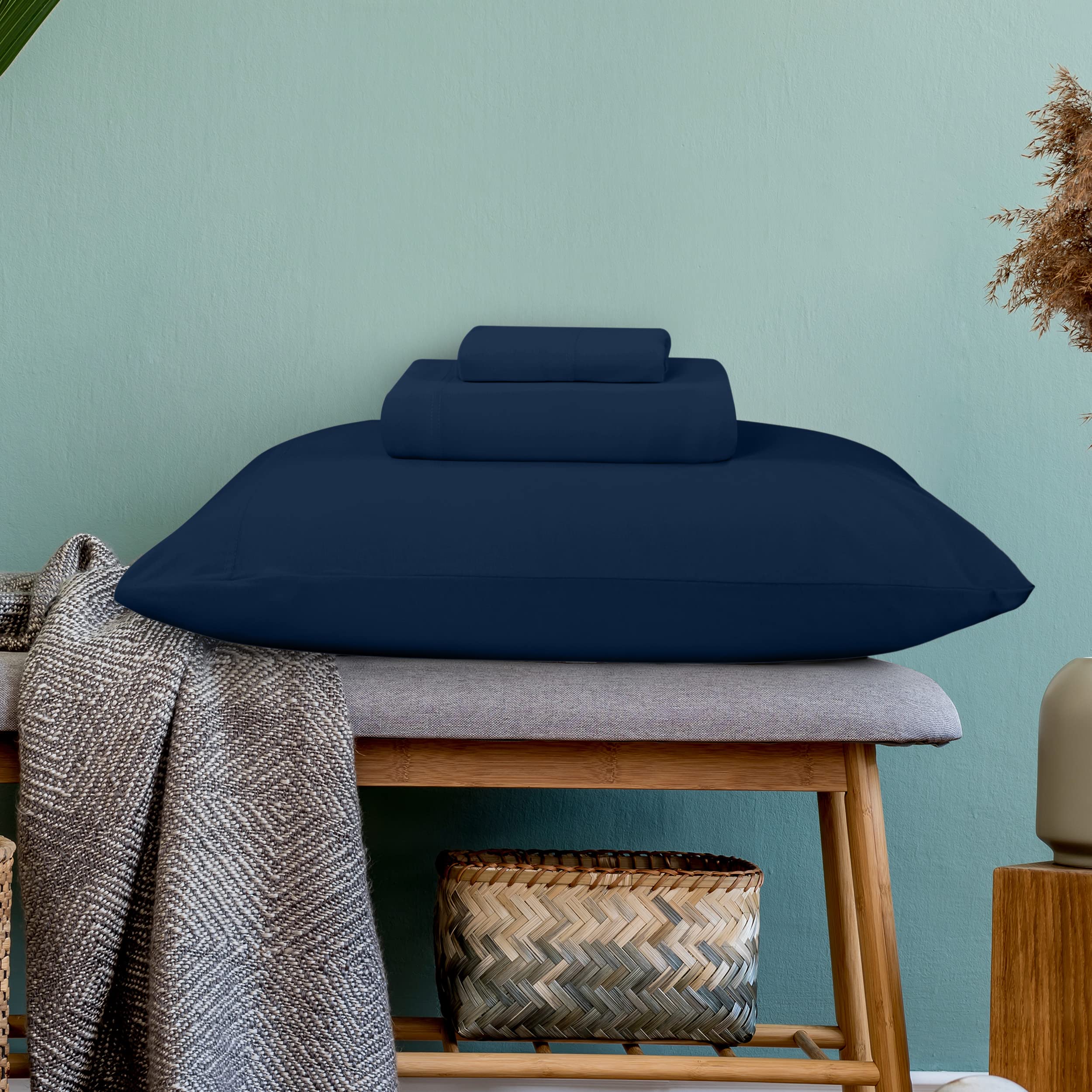 Foto 4 pulgar | Juego De Sábanas Utopia Bedding, Punto Doble, Algodón, Azul Marino - Venta Internacional.