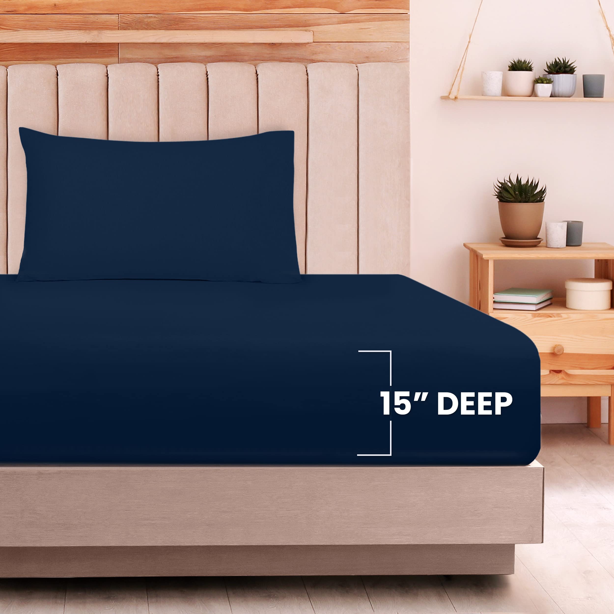 Foto 5 pulgar | Juego De Sábanas Utopia Bedding, Punto Doble, Algodón, Azul Marino - Venta Internacional.