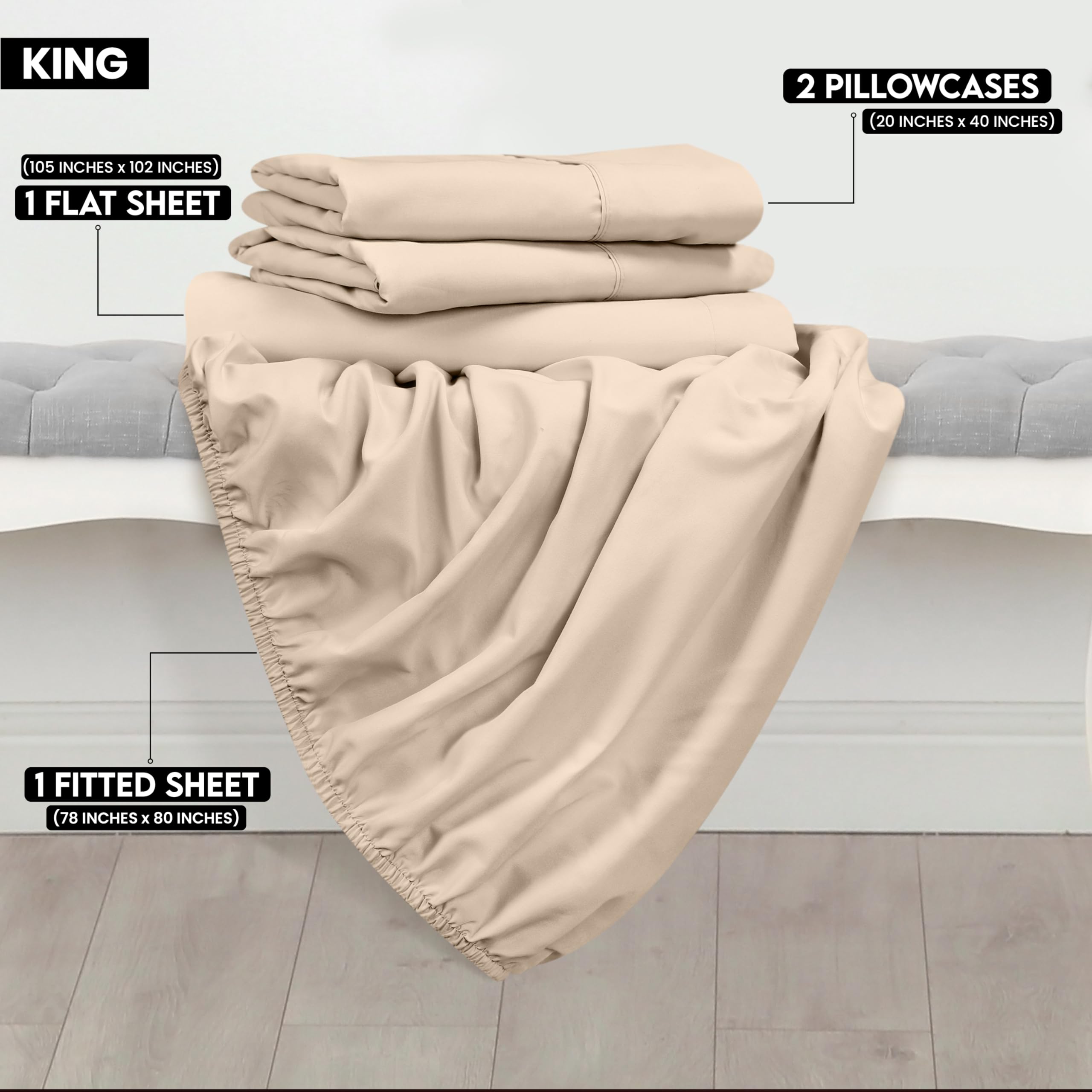 Foto 3 pulgar | Juego De Sábanas Utopia Bedding King Size De Microfibra Cepillada - Venta Internacional.