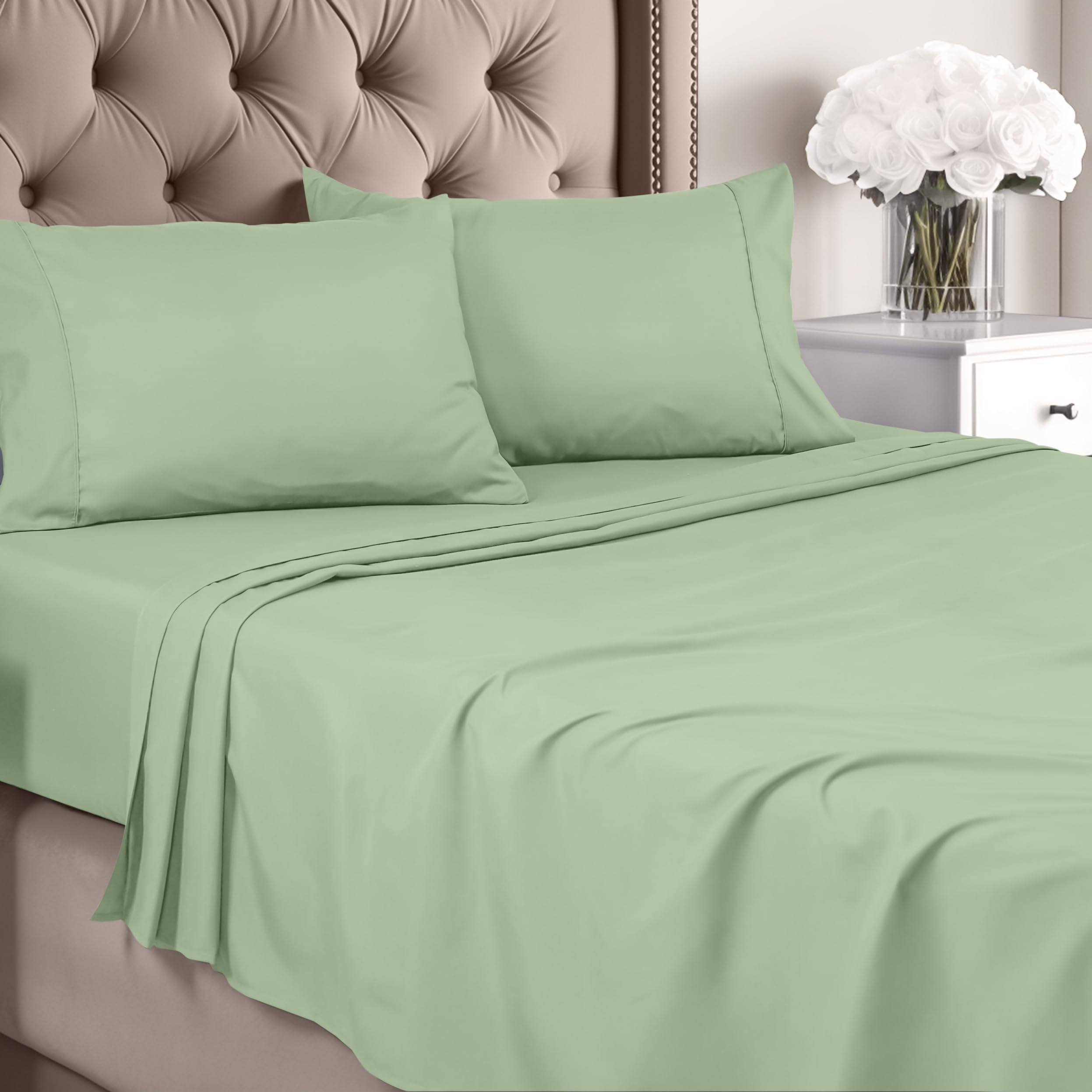Foto 1 | Juego De Sábanas Utopia Bedding Queen De Microfibra Cepillada, Color Salvia - Venta Internacional.