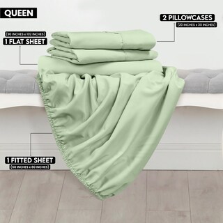 Foto 2 | Juego De Sábanas Utopia Bedding Queen De Microfibra Cepillada, Color Salvia - Venta Internacional.
