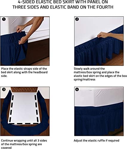 Foto 4 pulgar | Falda De Cama Utopia Bedding Elástica De Microfibra King Navy - Venta Internacional.