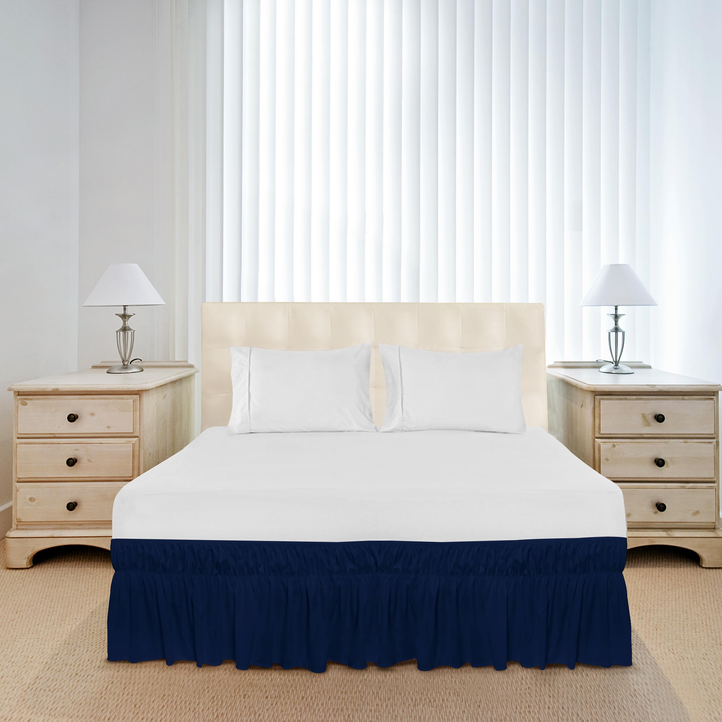 Foto 5 pulgar | Falda De Cama Utopia Bedding Elástica De Microfibra King Navy - Venta Internacional.