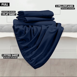 Foto 2 | Juego De Sábanas Utopia Bedding De Microfibra Totalmente Cepillada, Color Azul Marino - Venta Internacional.