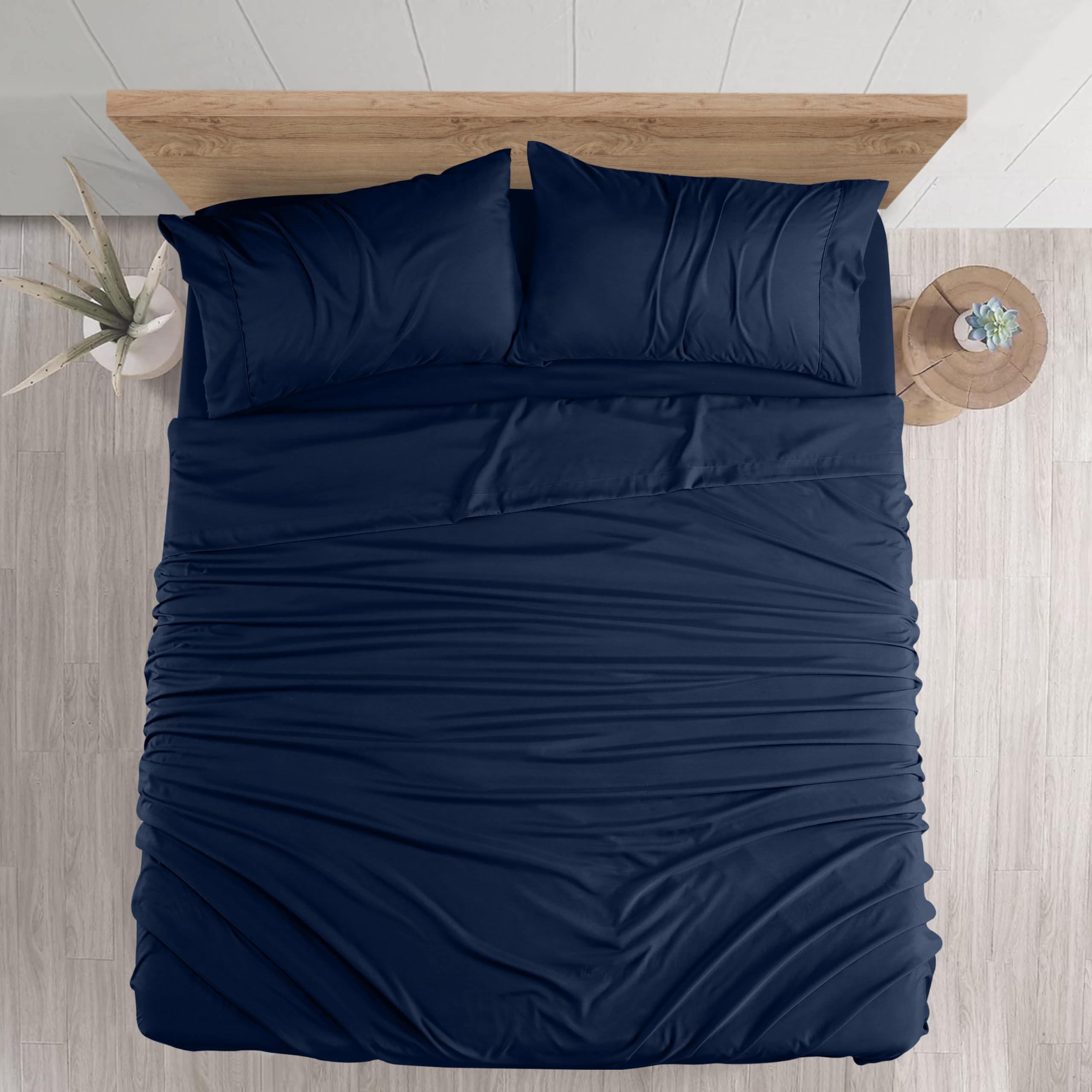 Foto 4 pulgar | Juego De Sábanas Utopia Bedding De Microfibra Totalmente Cepillada, Color Azul Marino - Venta Internacional.