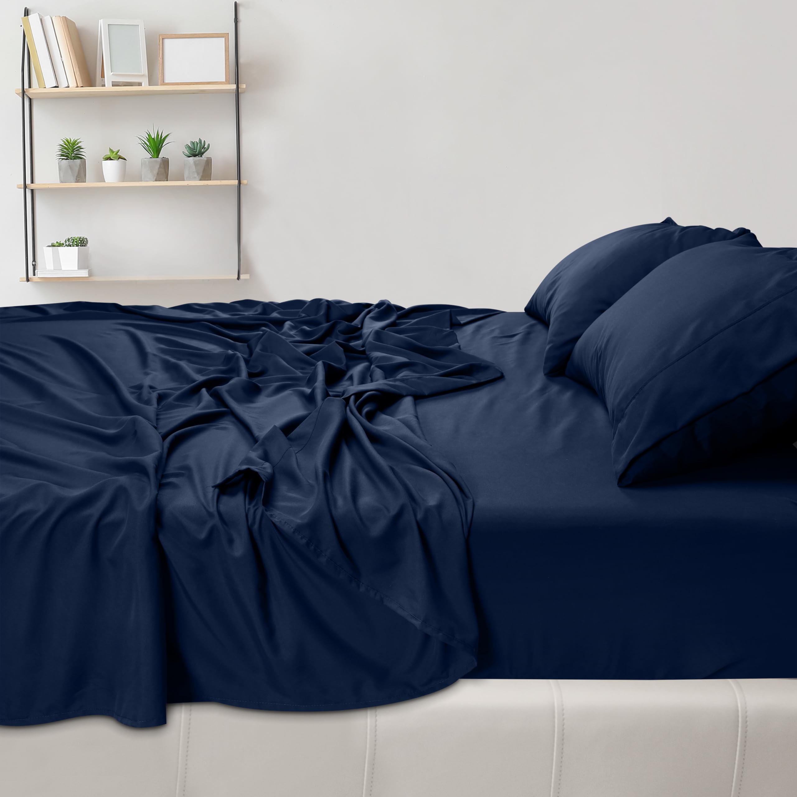 Foto 5 pulgar | Juego De Sábanas Utopia Bedding De Microfibra Totalmente Cepillada, Color Azul Marino - Venta Internacional.