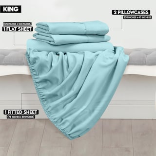 Foto 2 | Juego De Sábanas Utopia Bedding King De Microfibra Cepillada Para Spa, Color Azul - Venta Internacional.