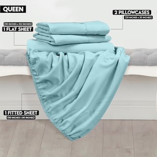 Foto 2 | Juego De Sábanas Utopia Bedding Queen De Microfibra Cepillada Para Spa, Color Azul - Venta Internacional.