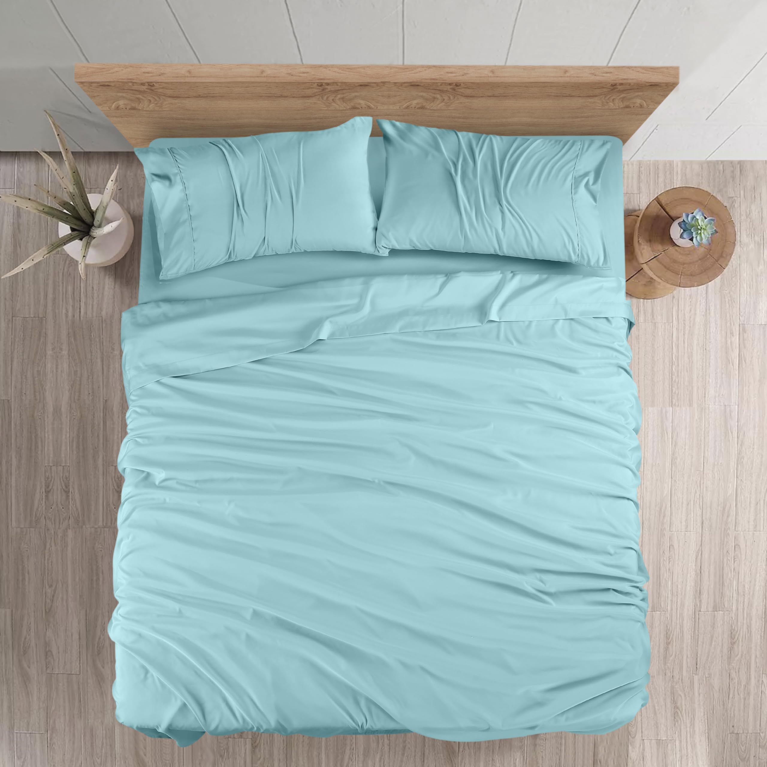 Foto 4 pulgar | Juego De Sábanas Utopia Bedding Queen De Microfibra Cepillada Para Spa, Color Azul - Venta Internacional.