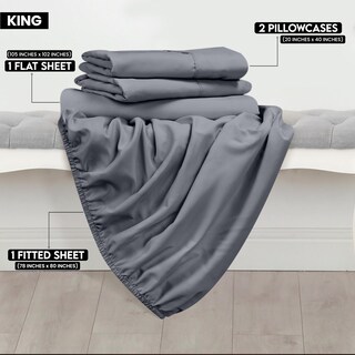 Foto 2 | Juego De Sábanas Utopia Bedding King De Microfibra Cepillada, Color Gris - Venta Internacional.