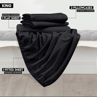 Foto 2 | Juego De Sábanas Utopia Bedding King Size De Microfibra Cepillada, Color Negro - Venta Internacional.